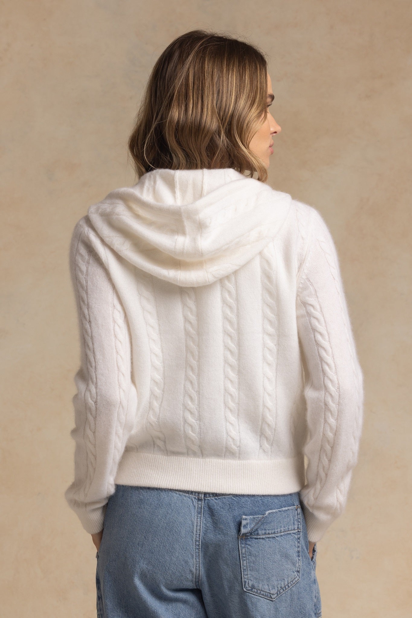 Anisa Cashmere Blend Cable Zip Hoodie