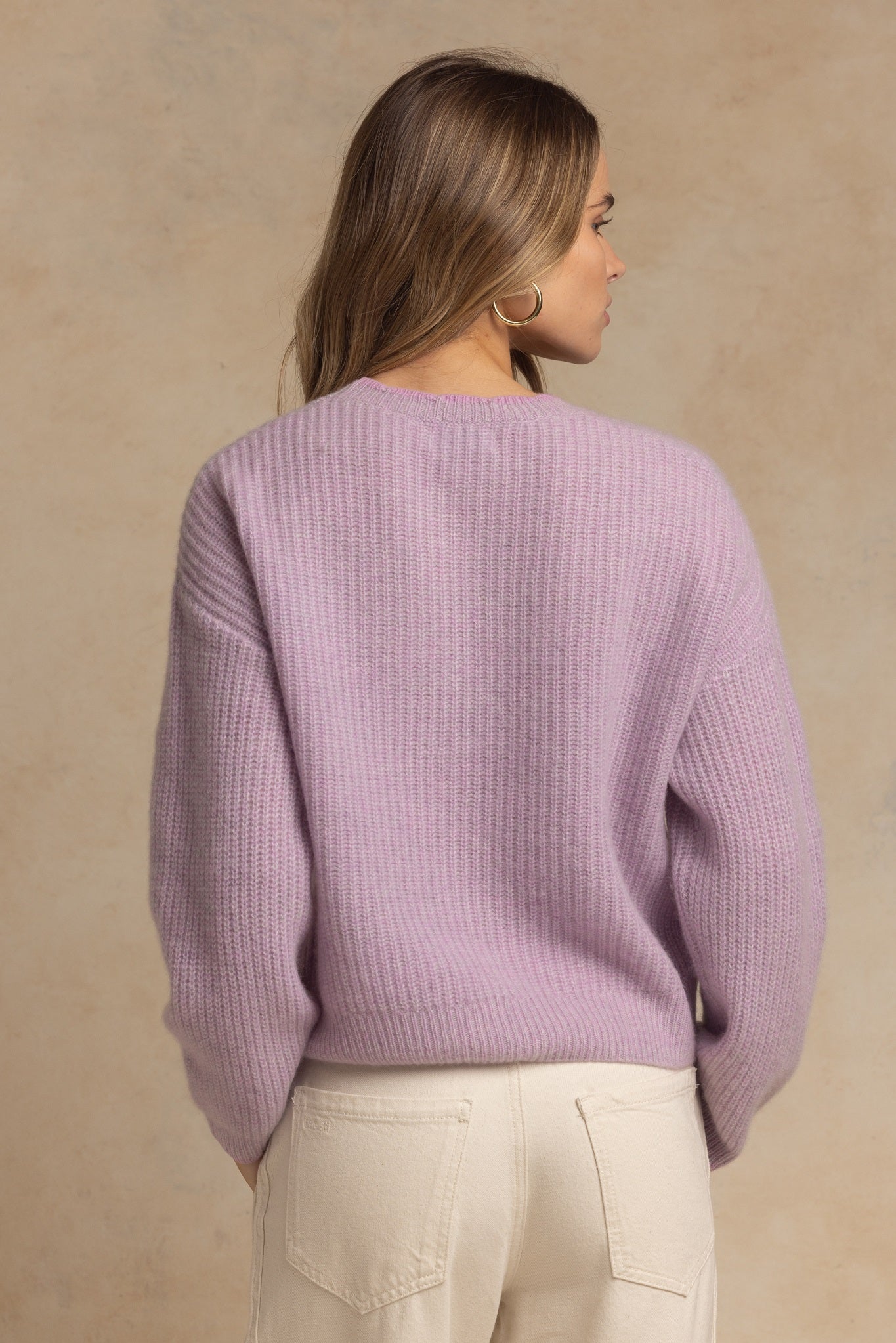 Alba Marled Cashmere Crew with Contrast Tipping