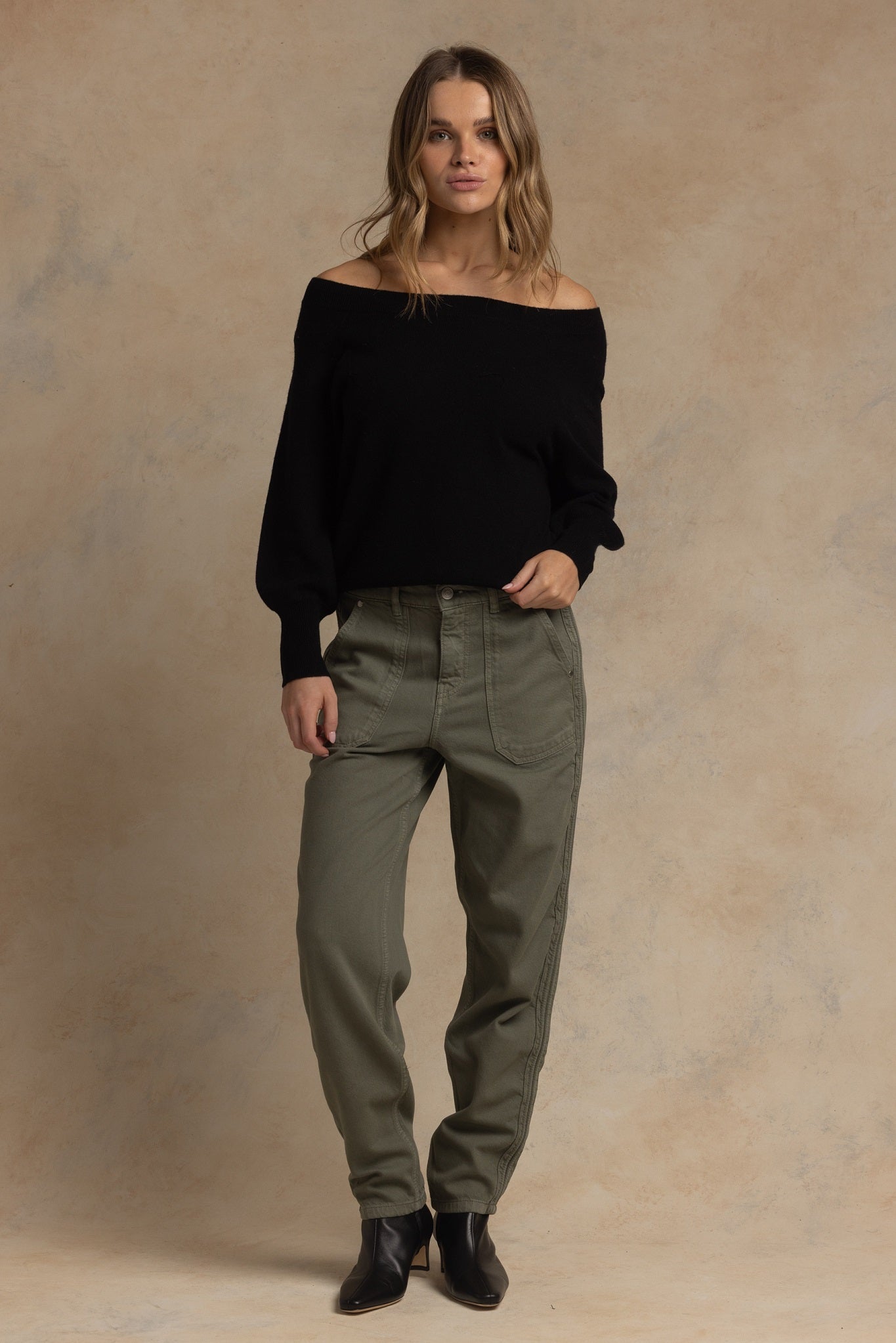 Corry Cashmere Off the Shoulder Sweater
