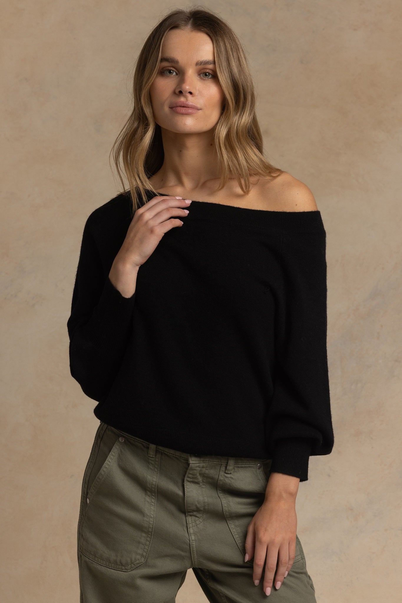 Corry Cashmere Off the Shoulder Sweater