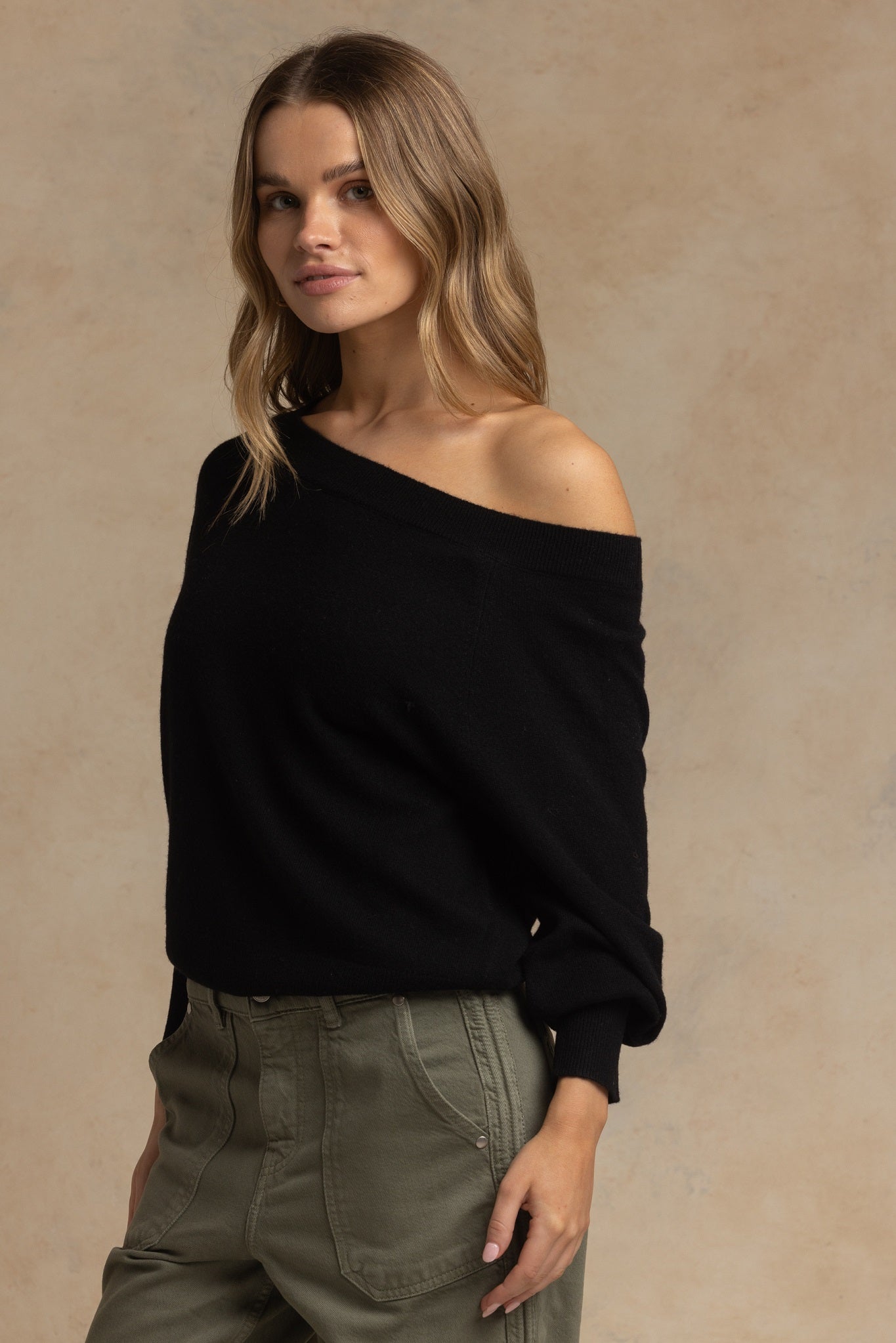 Corry Cashmere Off the Shoulder Sweater