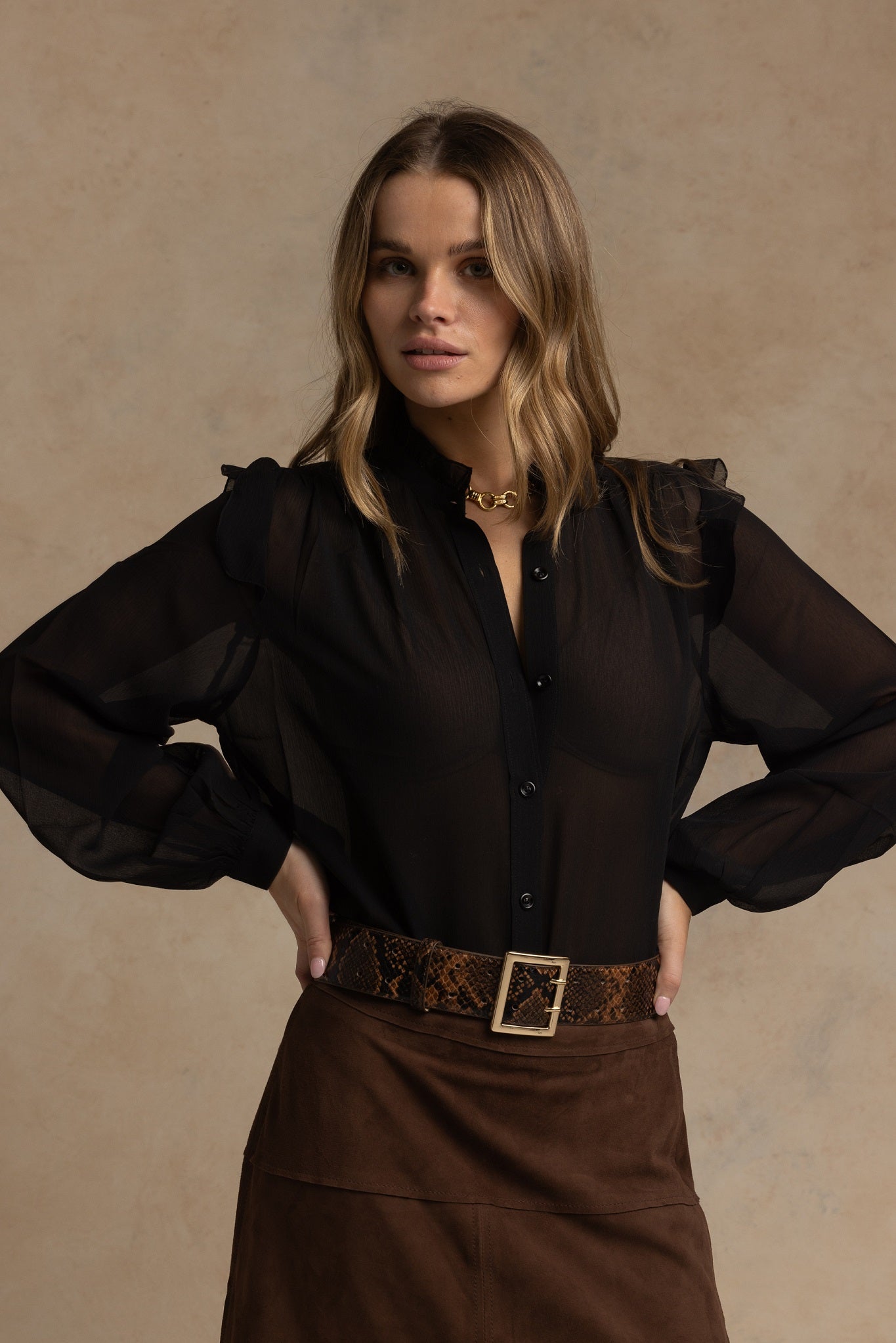 Mirella Black Silk Blouse