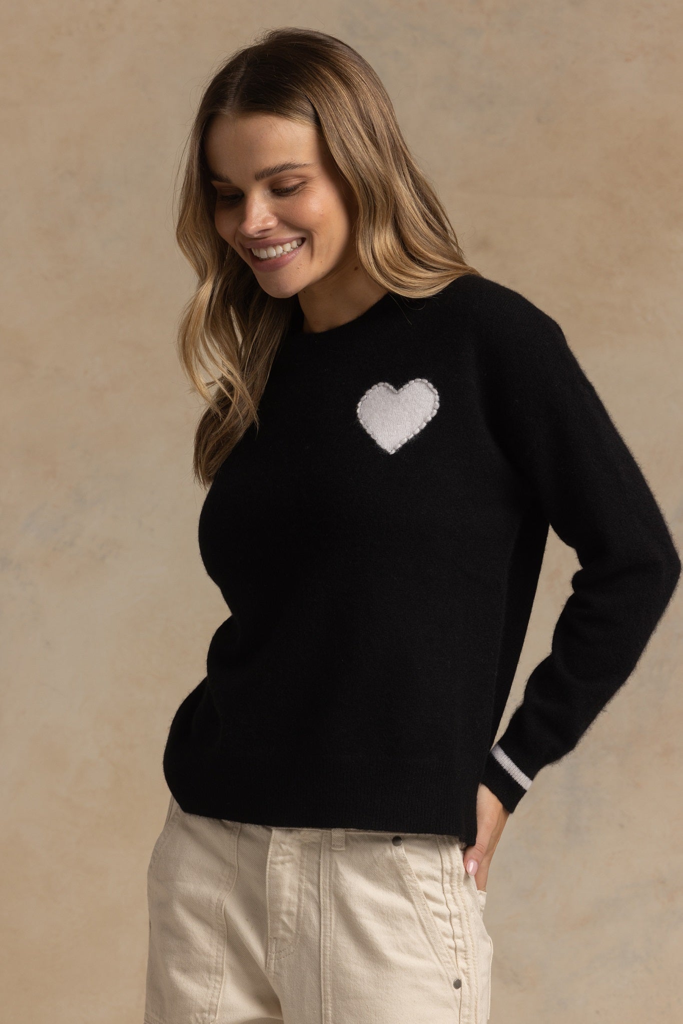 Shaina Cashmere Blend Heart Sweater