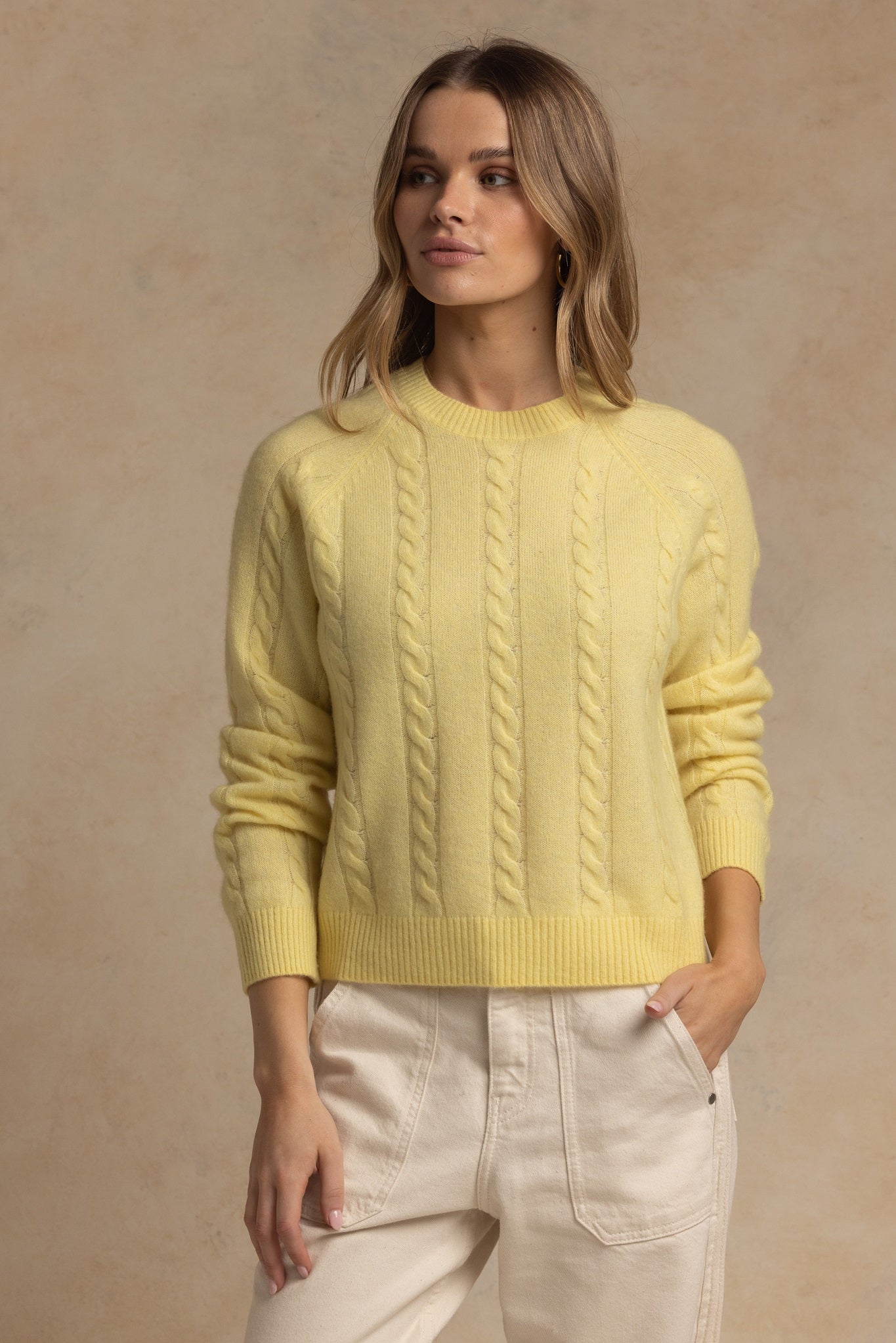 Zhenya Cashmere Blend Cable Crew