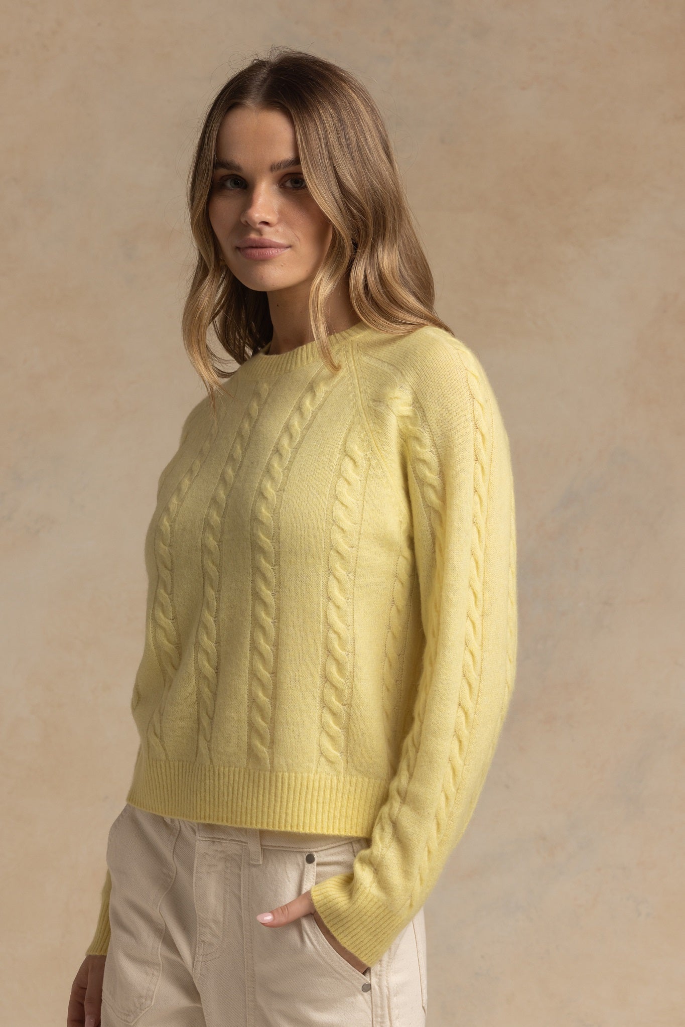 Zhenya Cashmere Blend Cable Crew