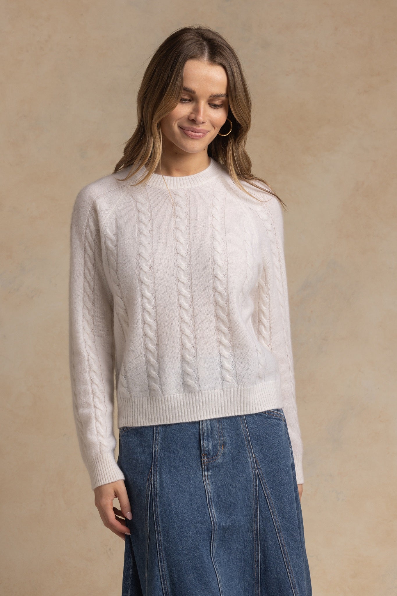 Zhenya Cashmere Blend Cable Crew