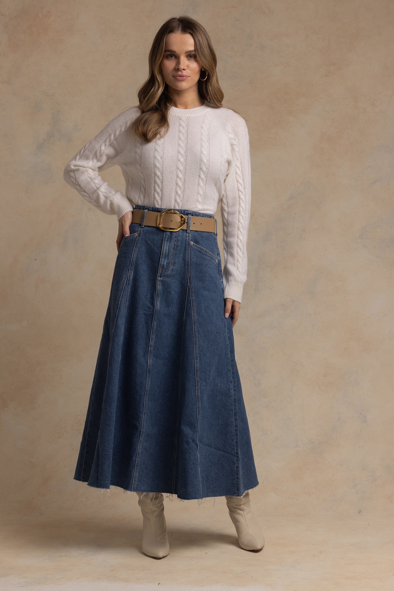 Zhenya Cashmere Blend Cable Crew