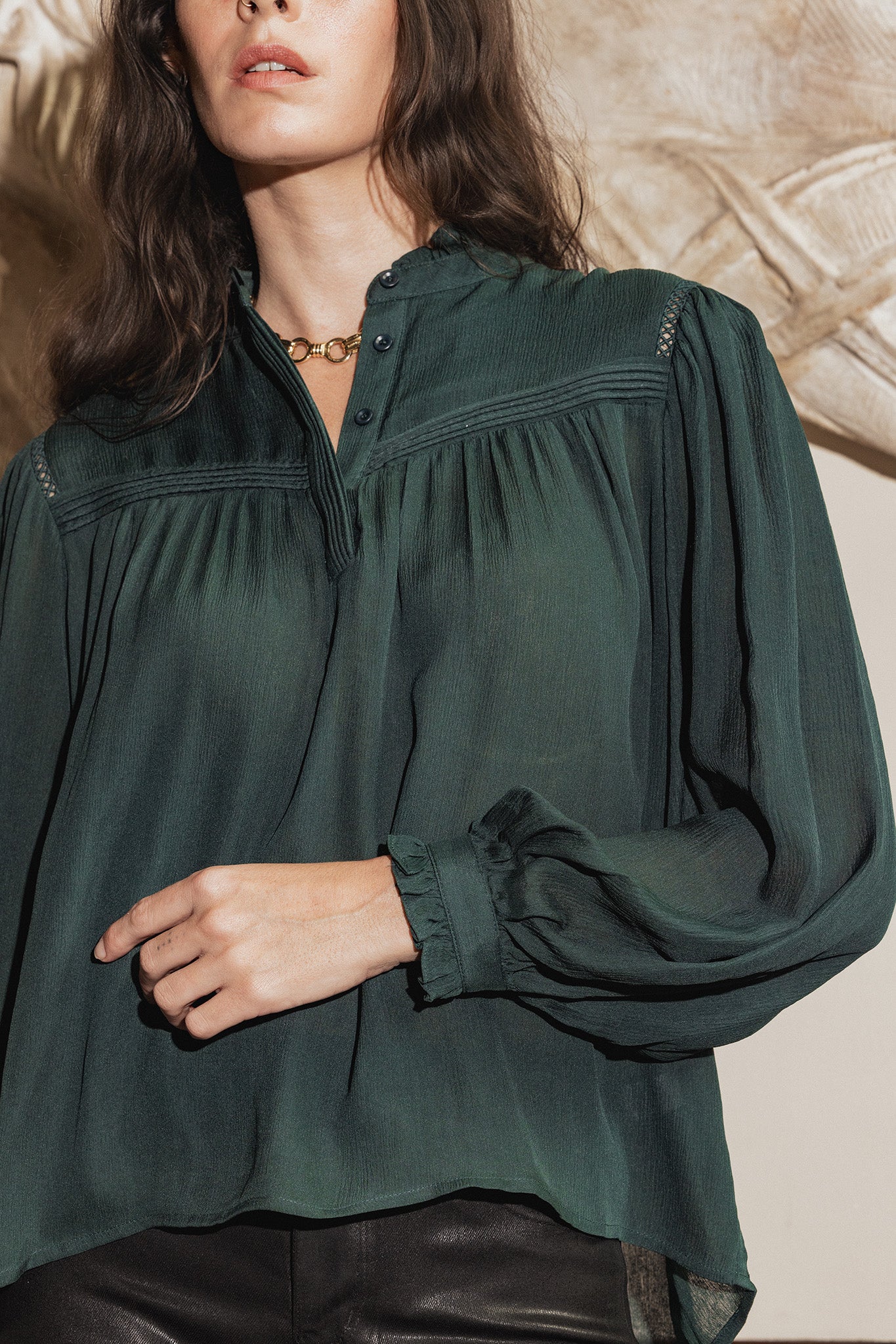 Arabella Forest Green Silk Blouse