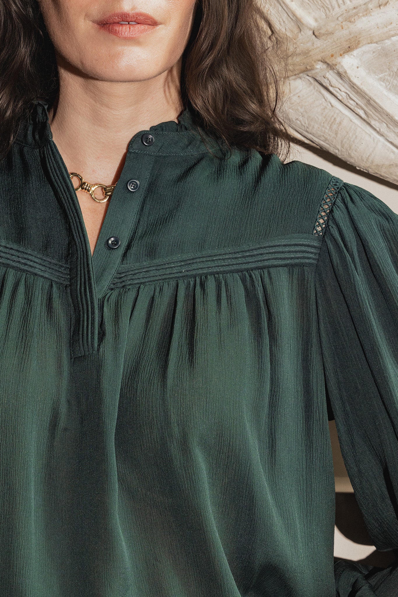 Arabella Forest Green Silk Blouse