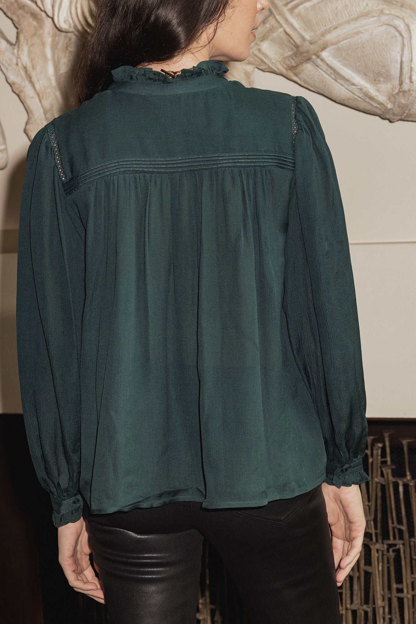 Arabella Forest Green Silk Blouse
