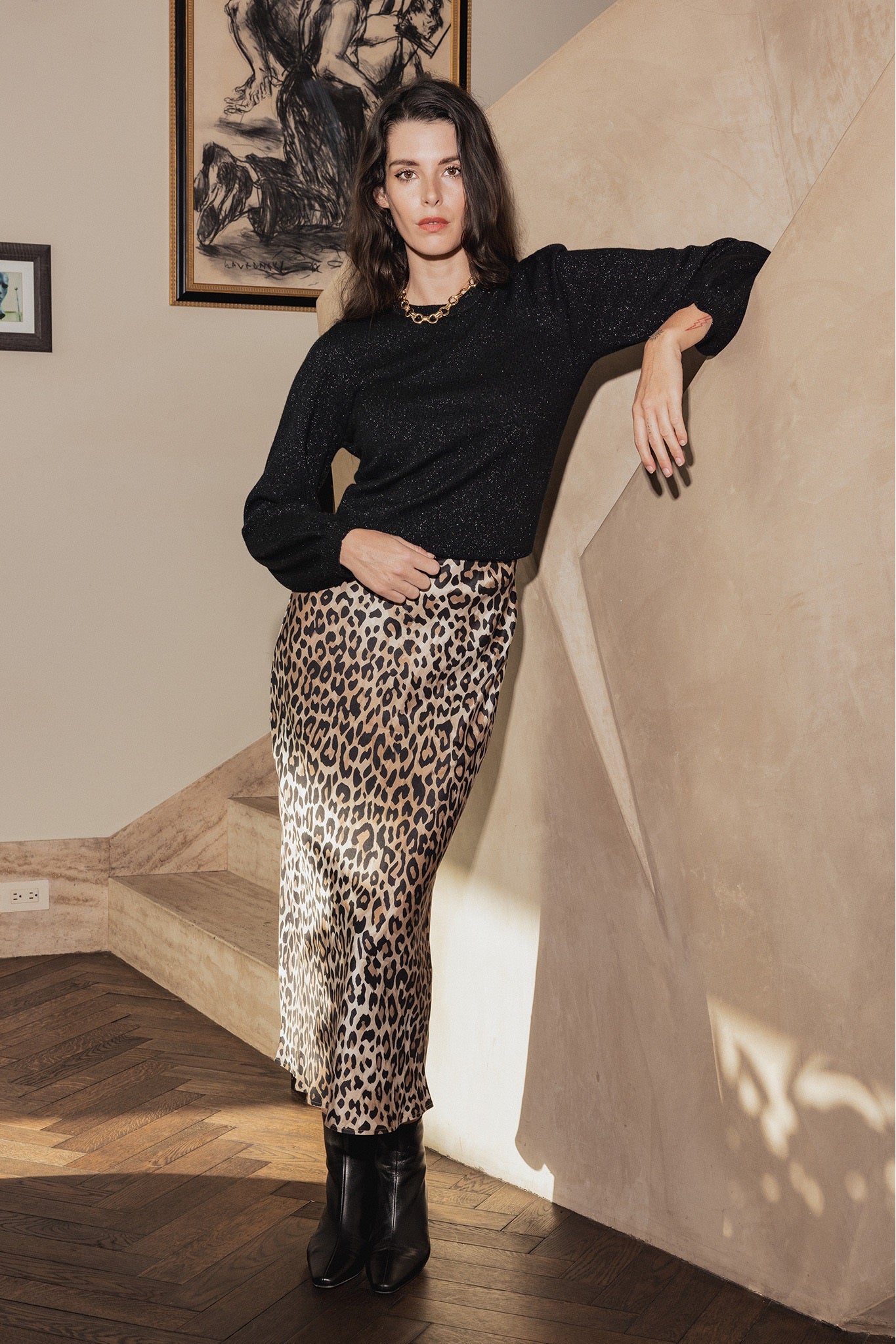 Ayla Lurex Cashmere Puff Sleeve Crew