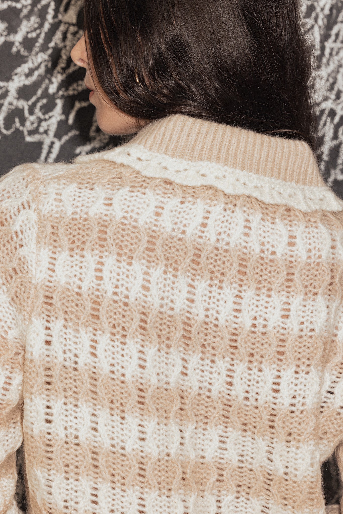 Adler Striped Sweater with Pom Pom Tie at Collar