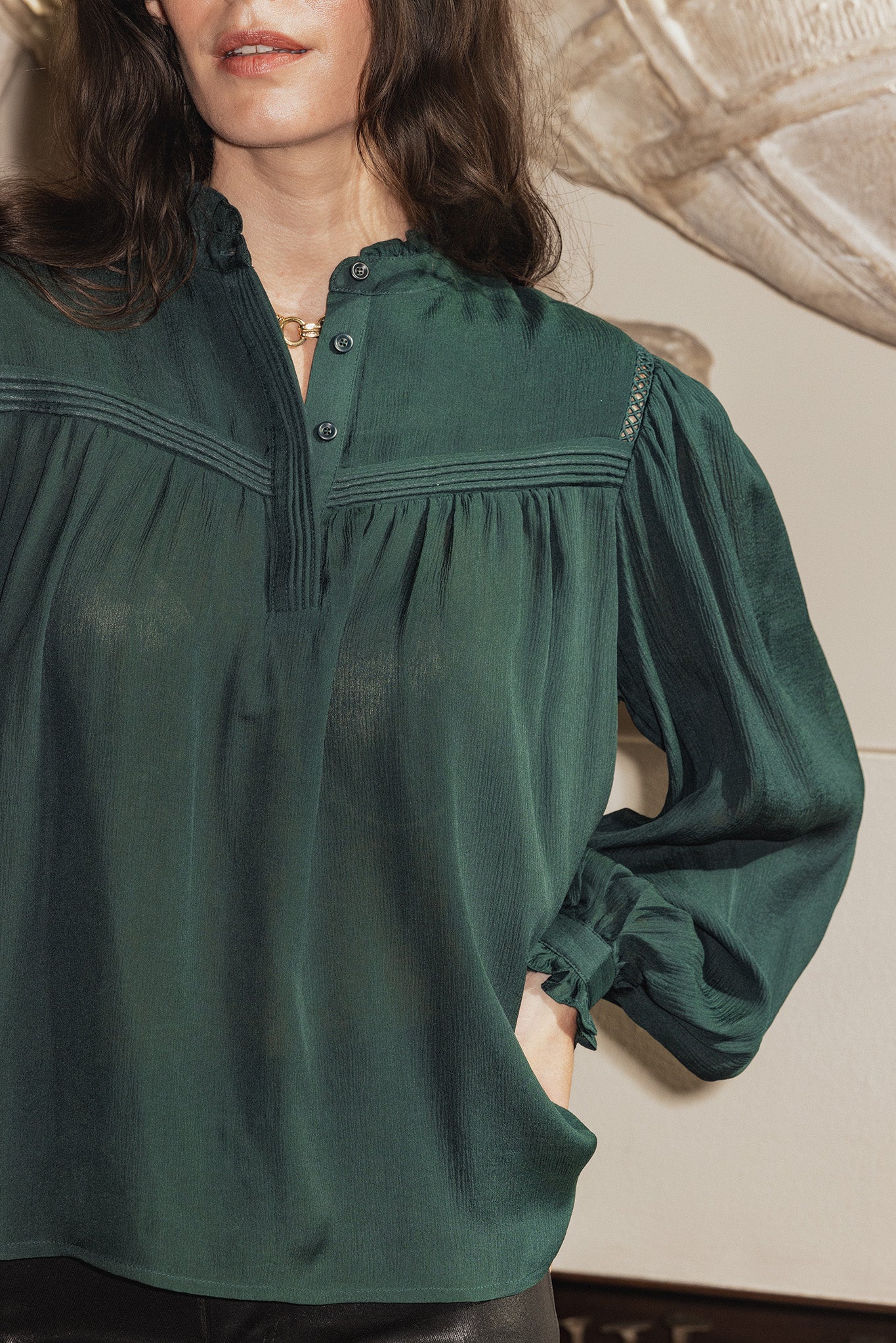 Arabella Forest Green Silk Blouse