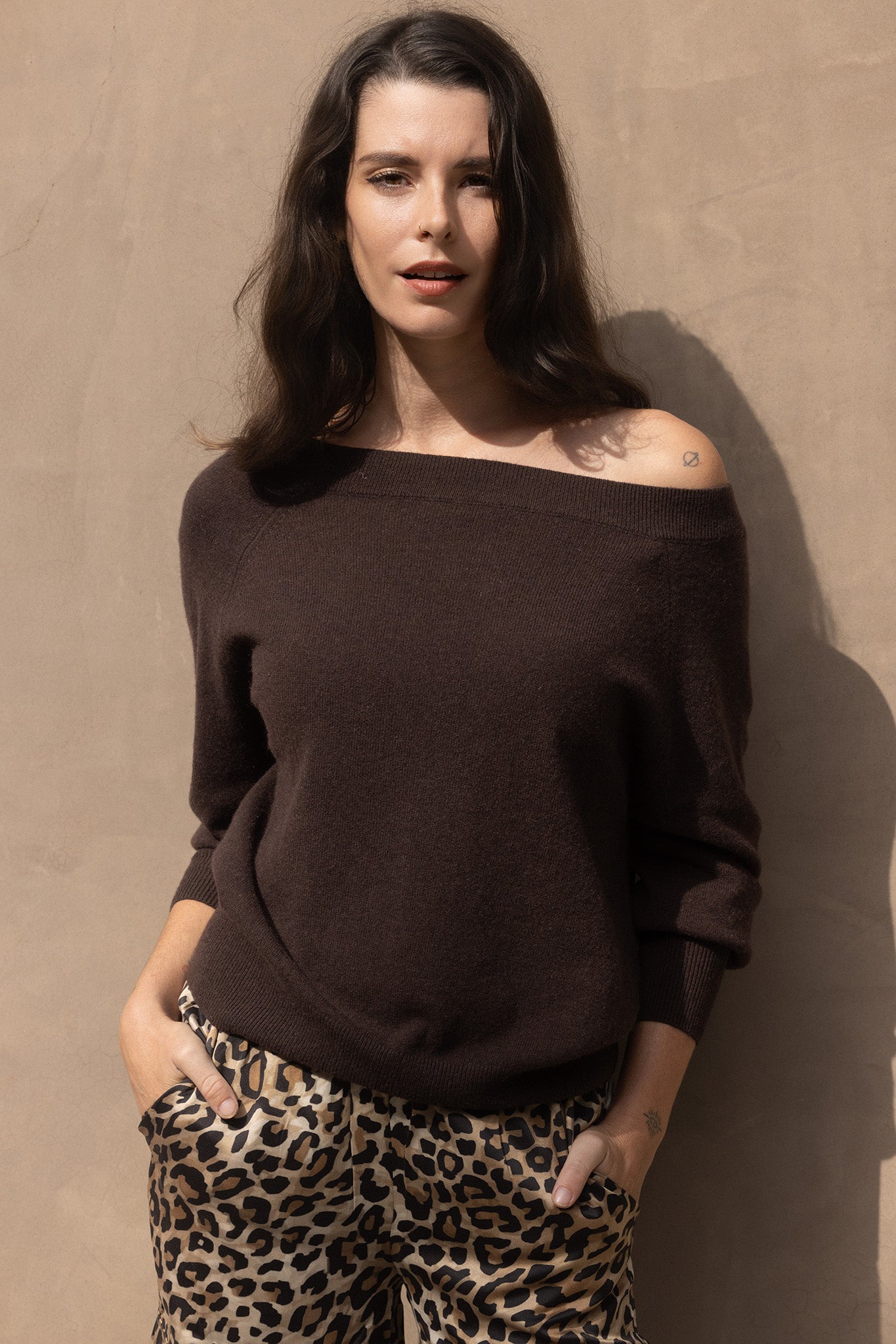 Corry Cashmere Off the Shoulder Sweater