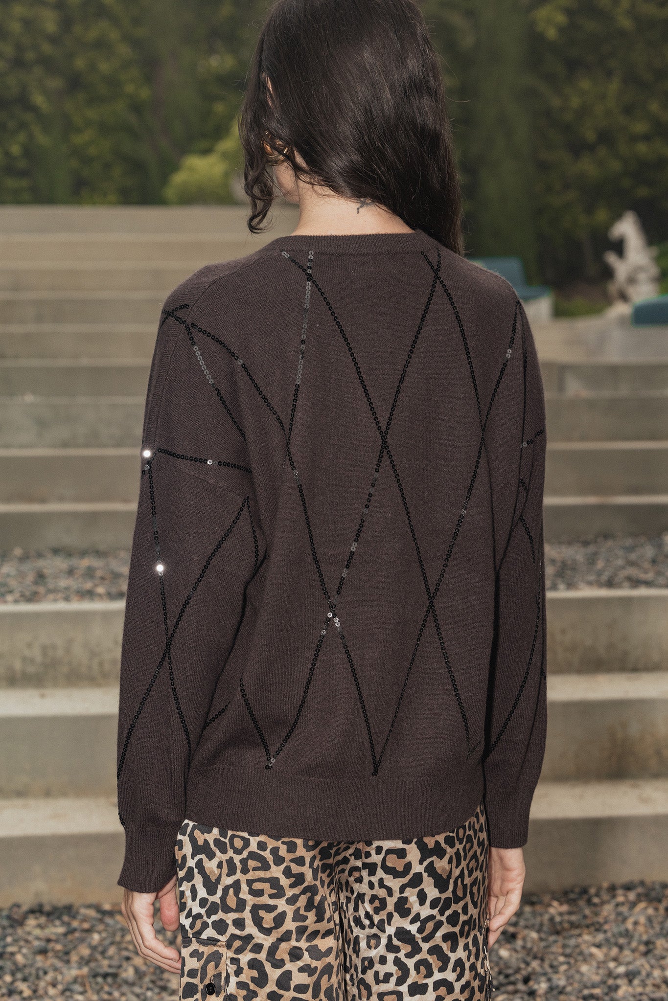 Gaillis V Neck Cashmere Pullover with Sequins