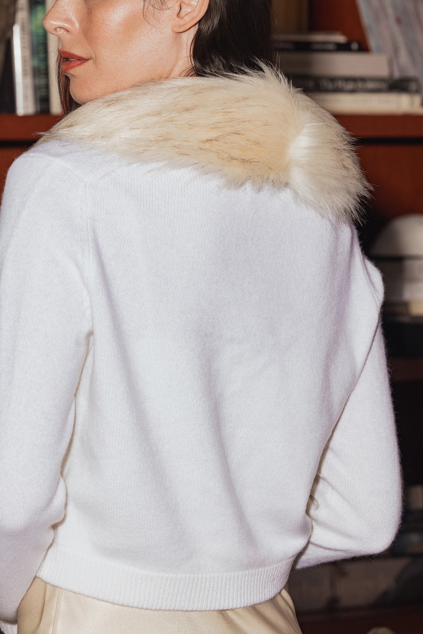 Morna Cashmere Bolero with Faux Fur Collar