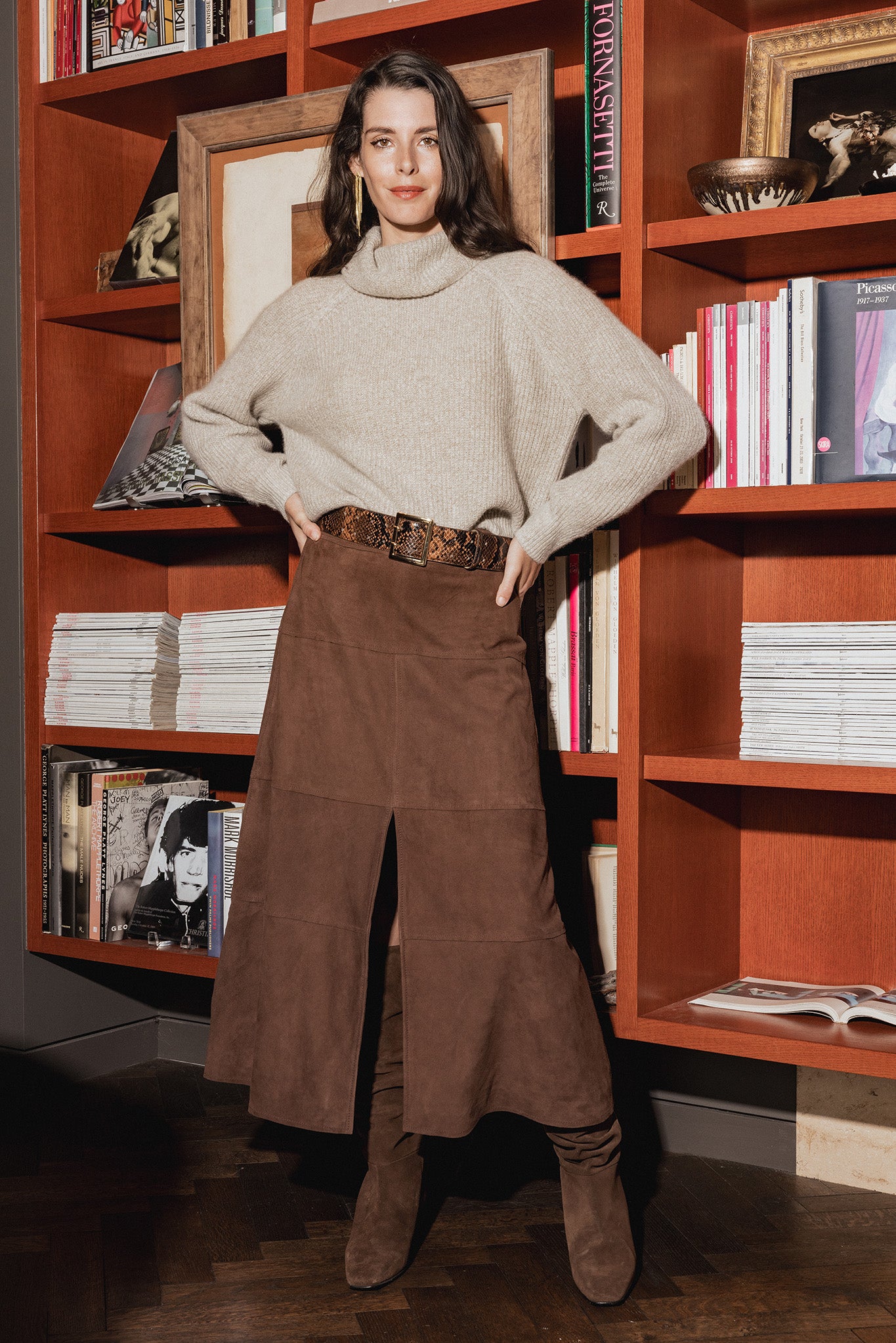 Sam Cashmere Cropped Loose Turtleneck Sweater