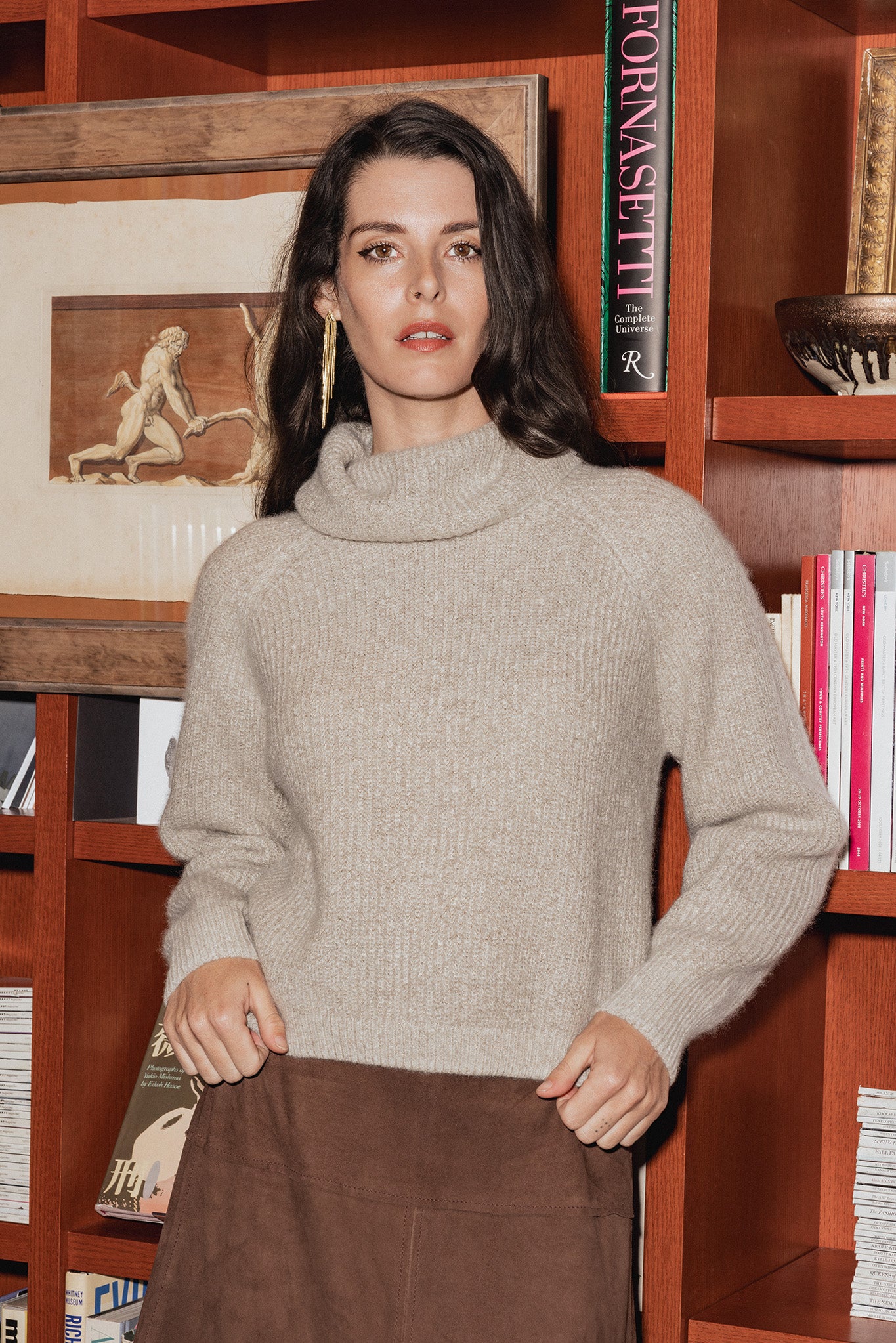 Sam Cashmere Cropped Loose Turtleneck Sweater