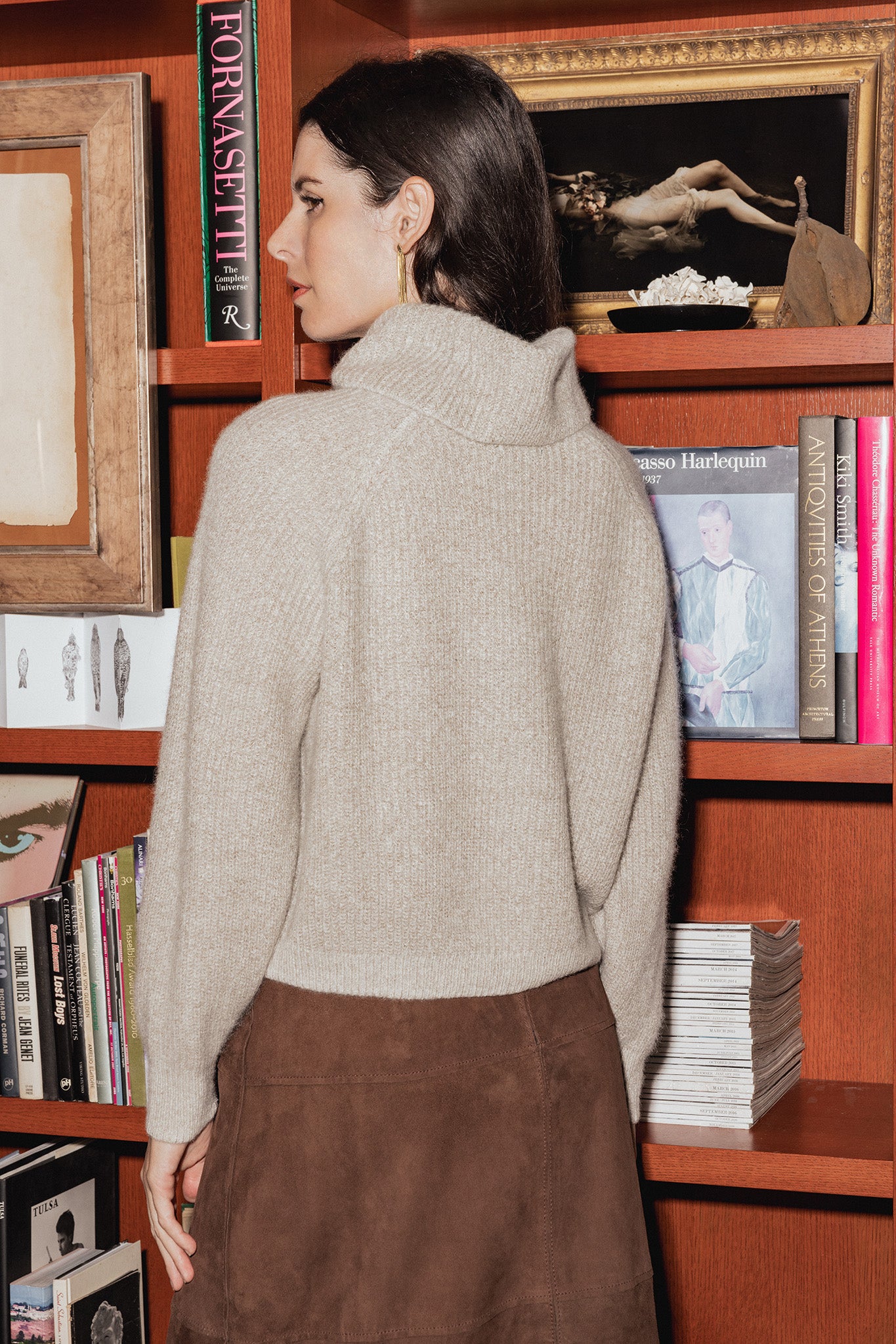 Sam Cashmere Cropped Loose Turtleneck Sweater