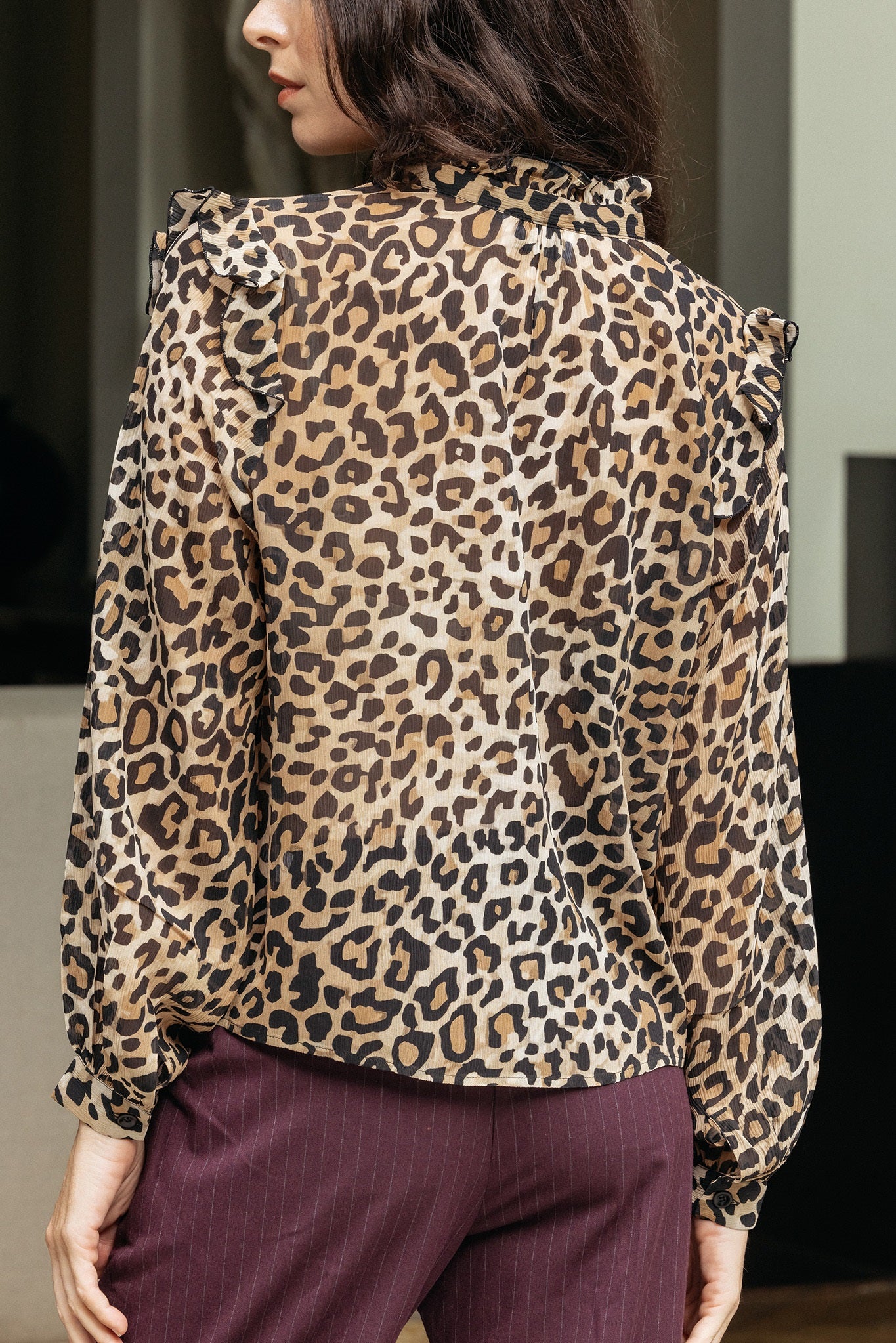 Mirella Leopard Print Silk Blouse