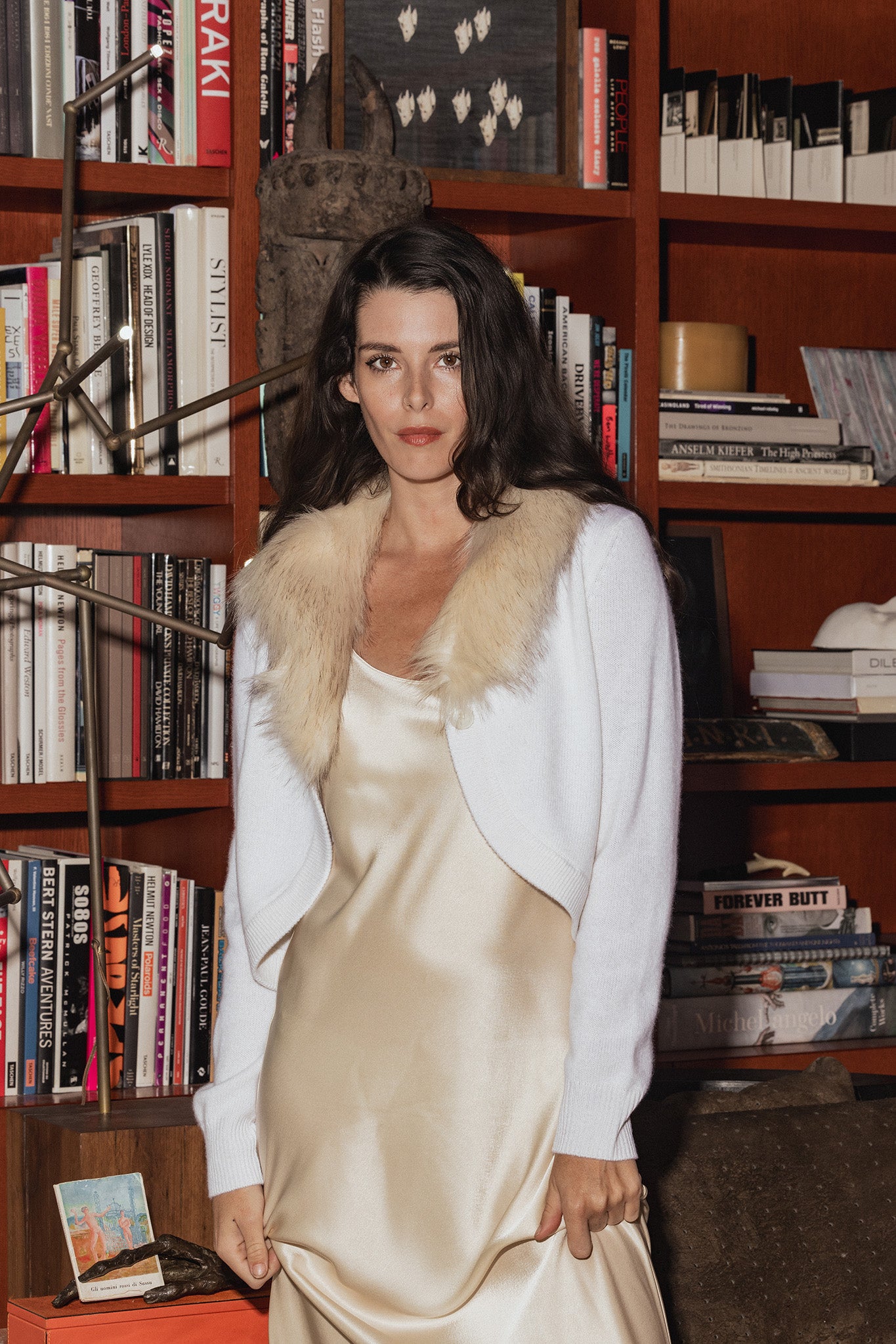 Morna Cashmere Bolero with Faux Fur Collar