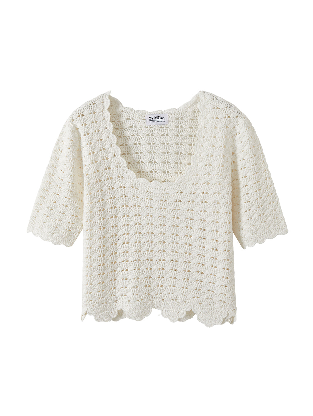 Giana Cotton Short Sleeve Hand Crochet Top