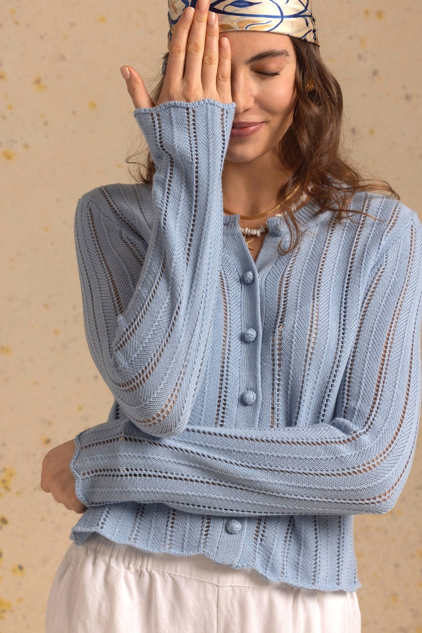Elody Cotton Pointelled Cardigan