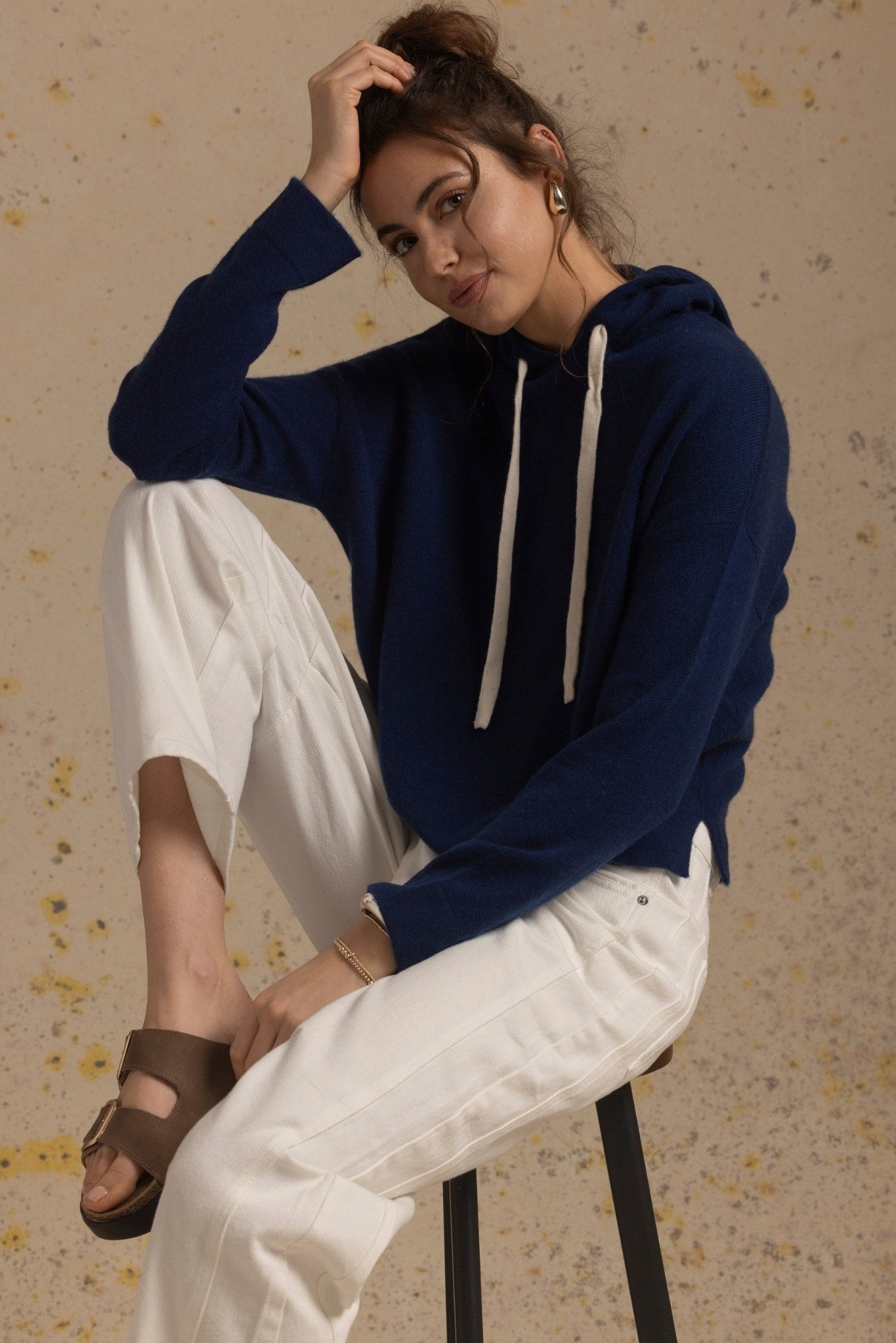 Tova -TN Cashmere Pullover Hoodie with Contrast Drawstring