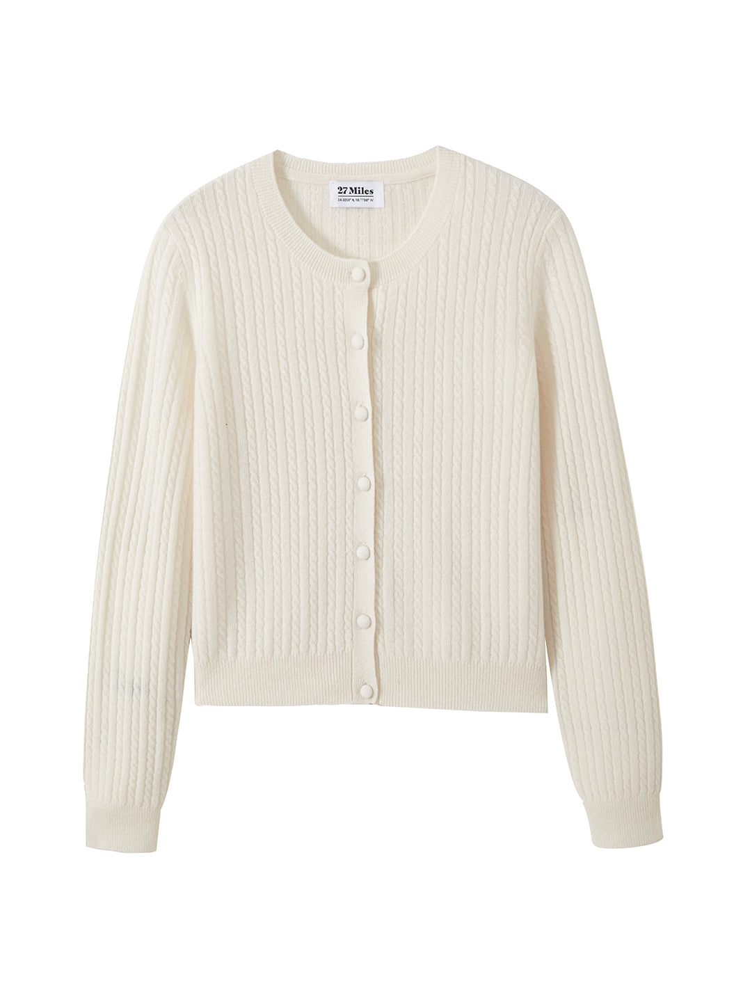 Alyssa Cashmere Cable  Crew Neck Cardigan