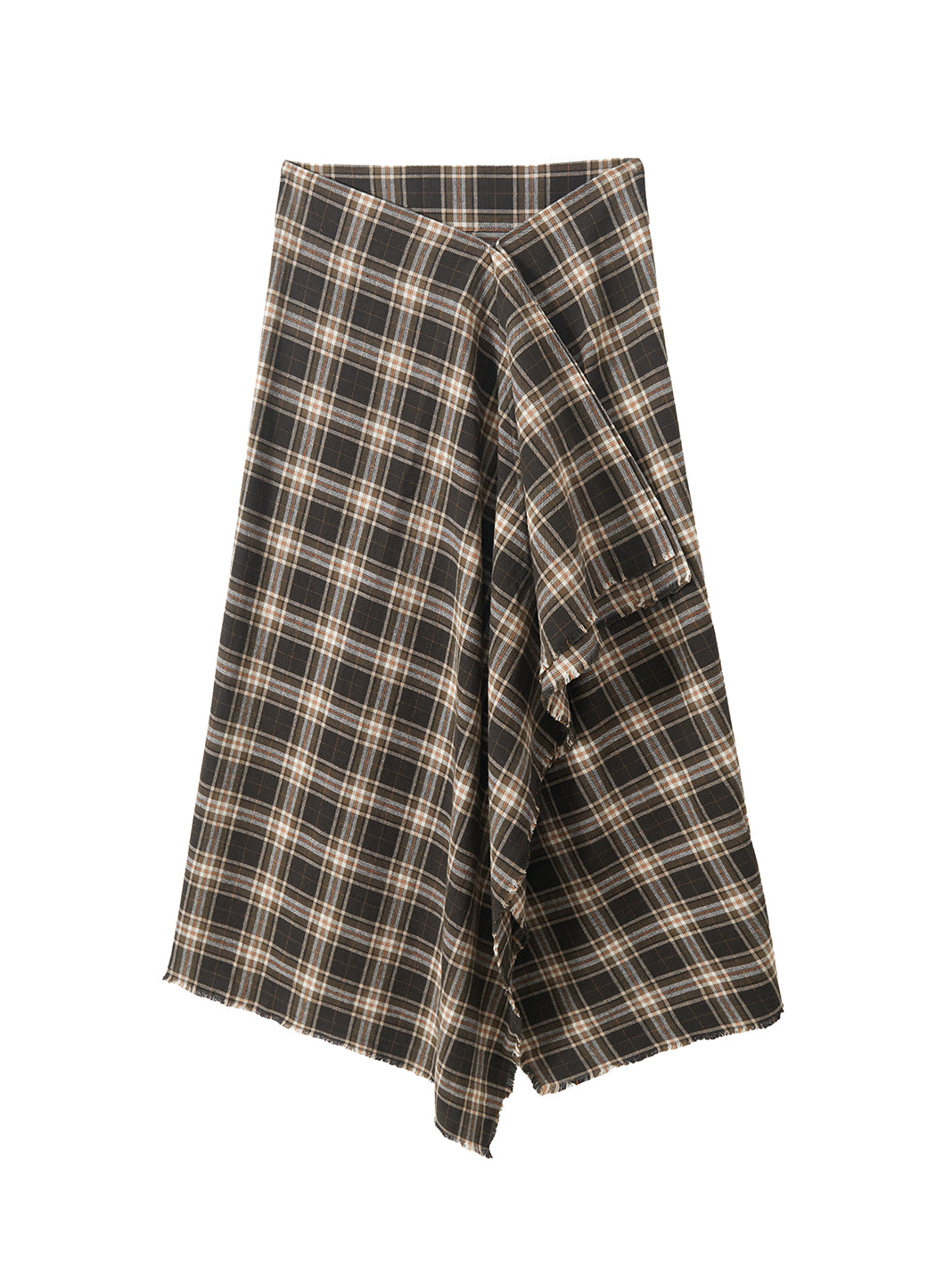 Ambar Cotton Plaid Drape Skirt