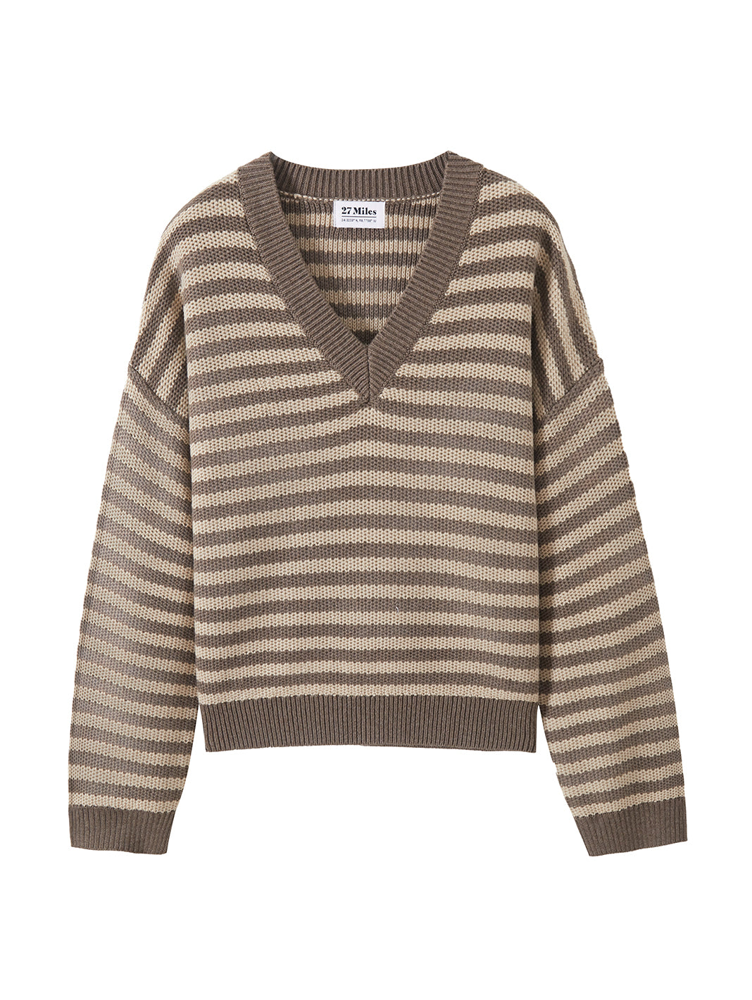 Mandee Cotton Cashmere Stripe V-Neck Pullover