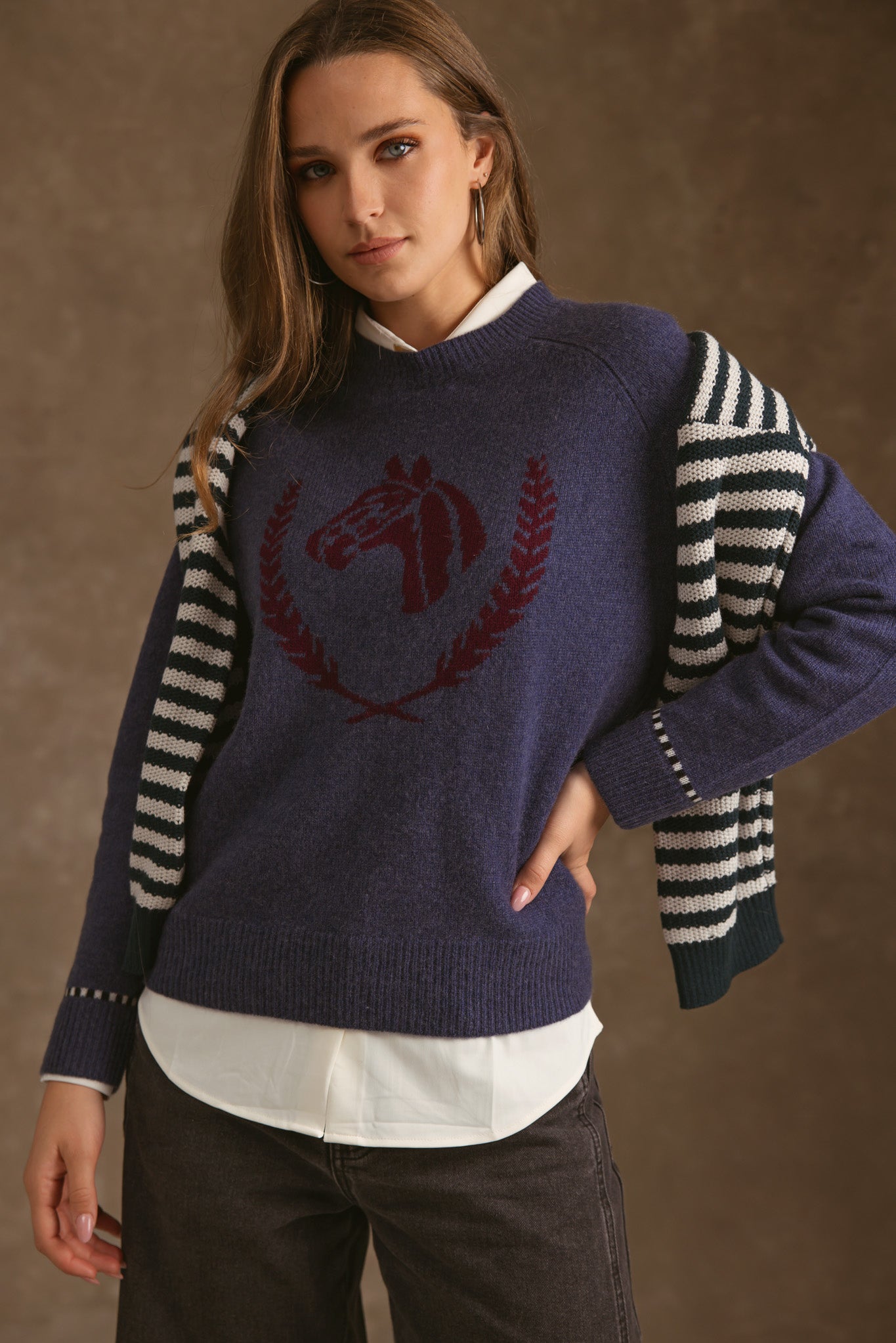 Colt Cashmere Sweater with Horse Graphic