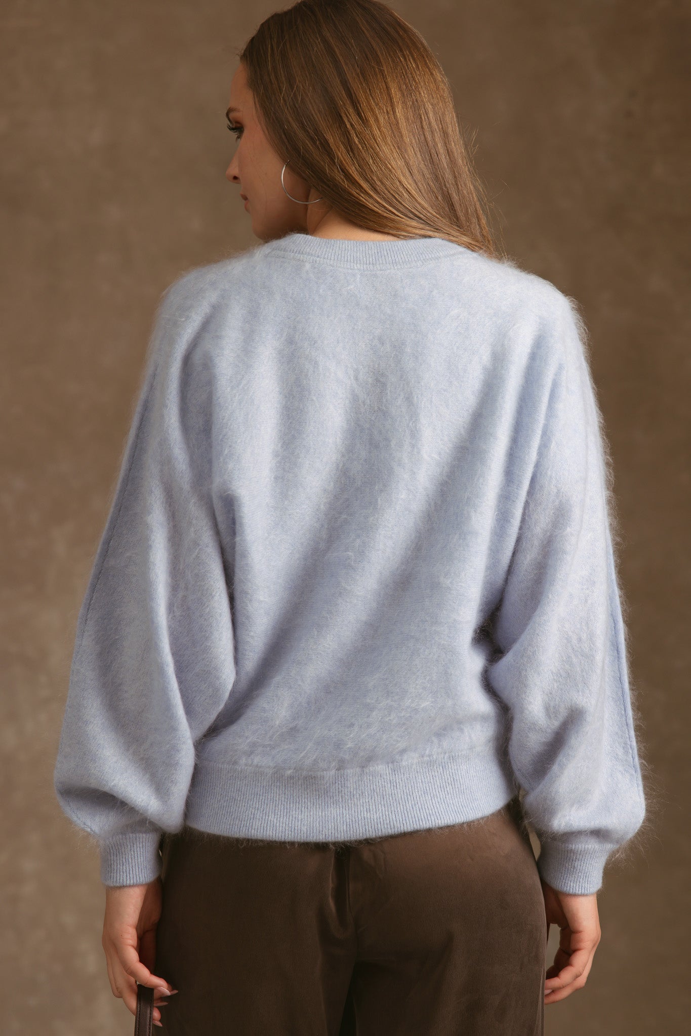 Sue Fuzzy Cashmere V Neck Pullover
