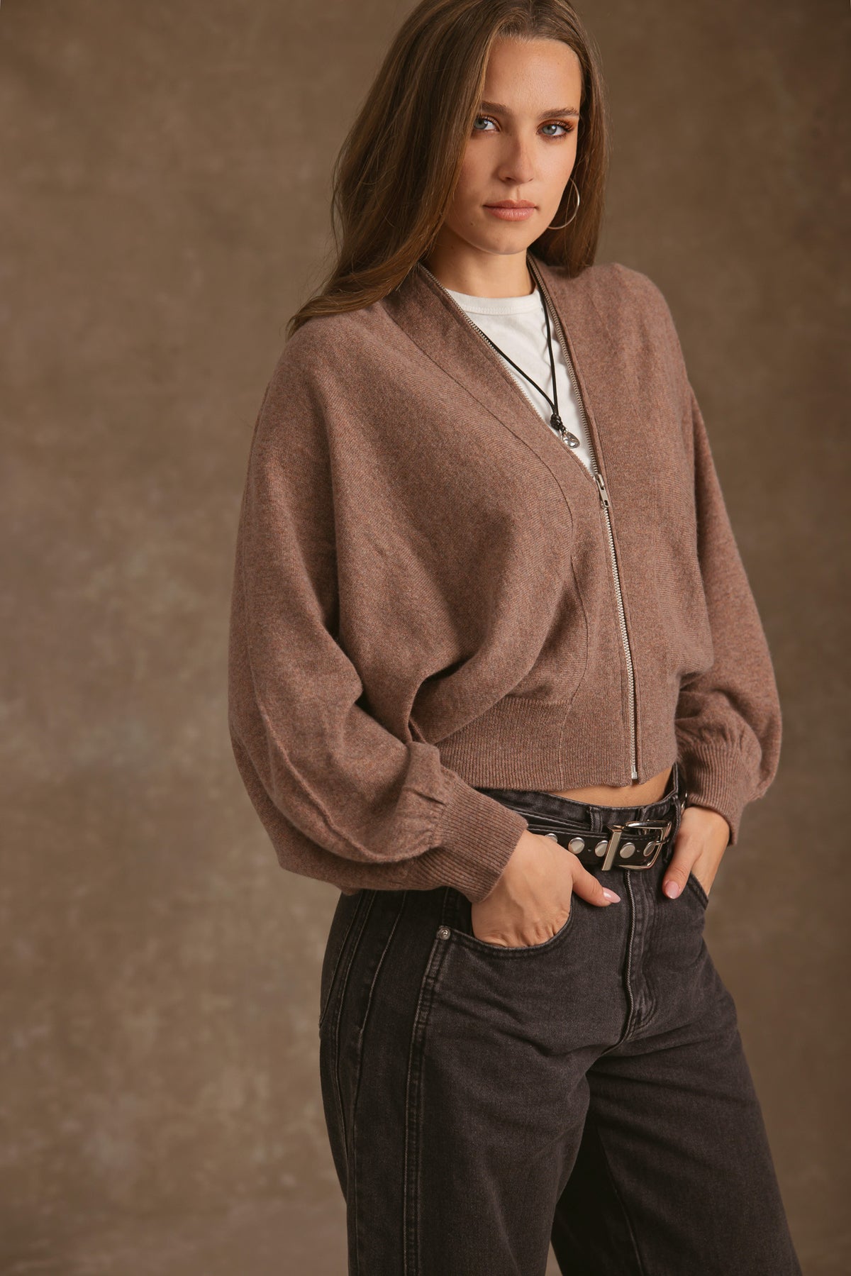 Gayle Cashmere Blend Zip Cardigan