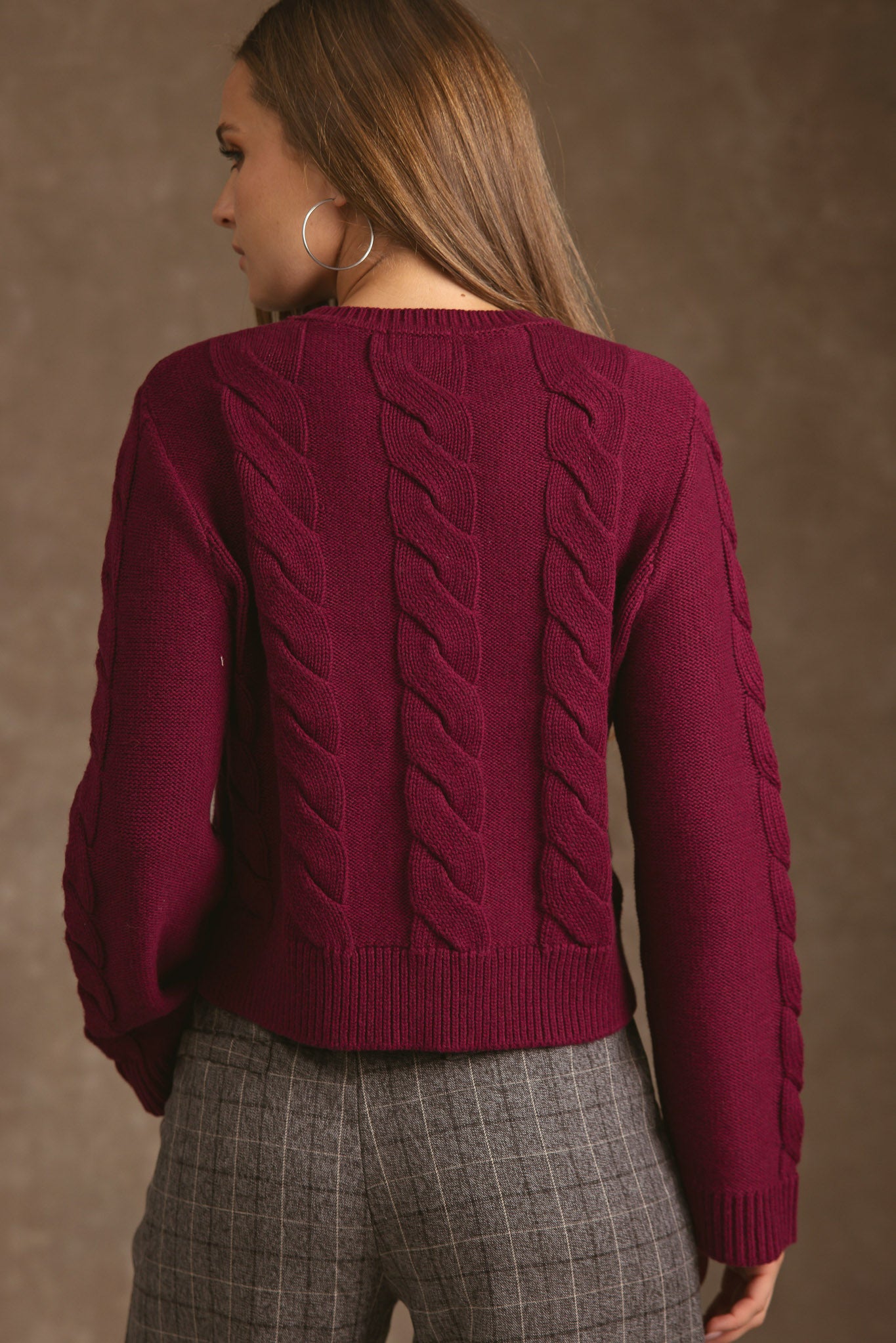 Merrit Cotton Cashmere  Cable  Crew Neck Pullover