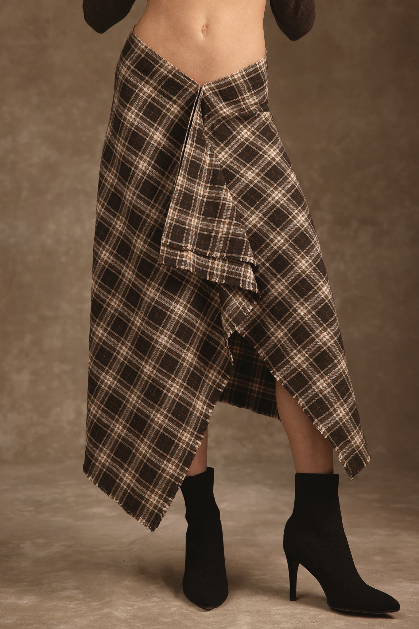 Ambar Cotton Plaid Drape Skirt