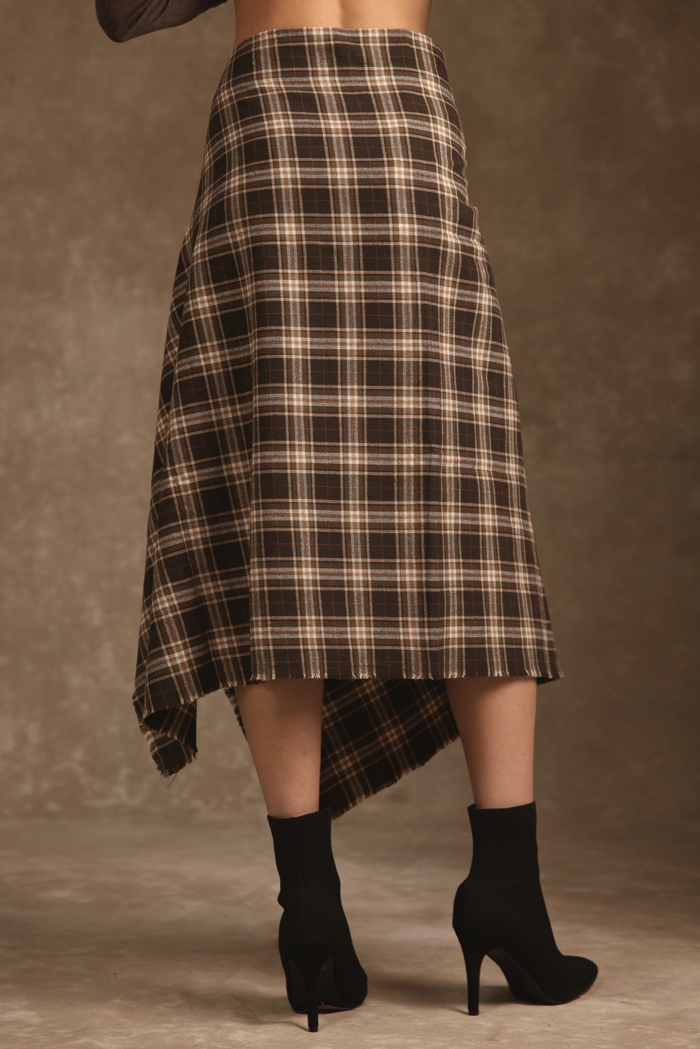 Ambar Cotton Plaid Drape Skirt