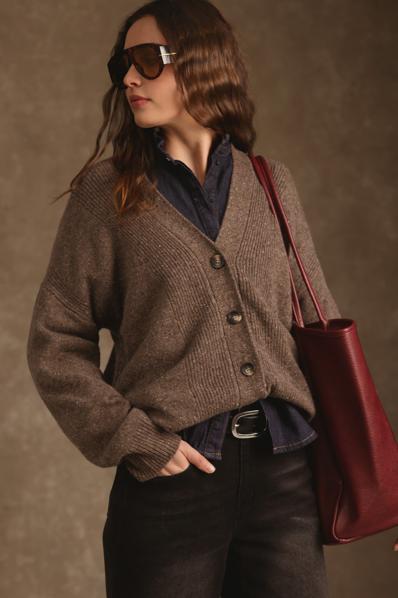 Noriko Cashmere Cardigan with Horse Shoe Graphic