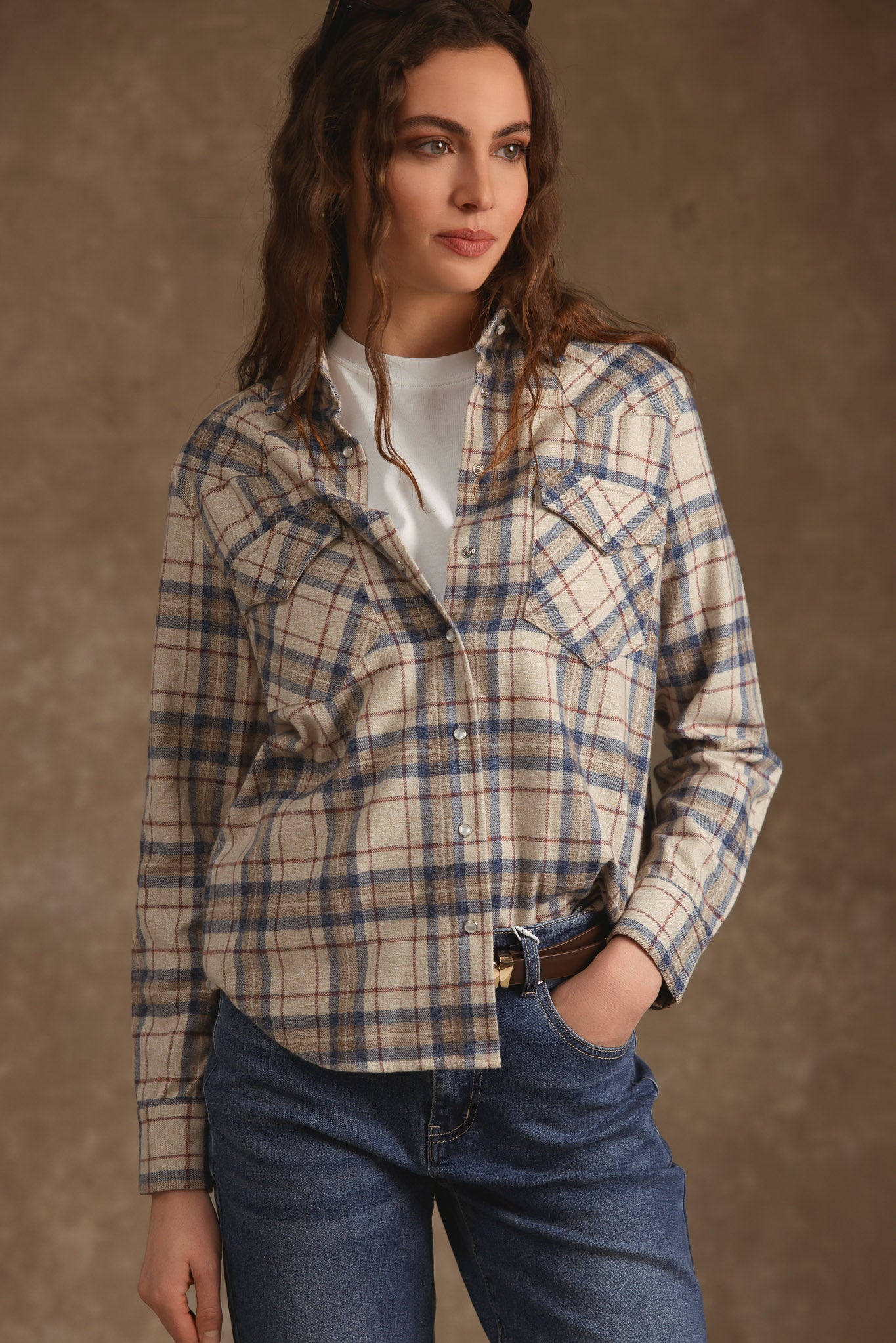 Selva Cotton Western Plaid Shirt