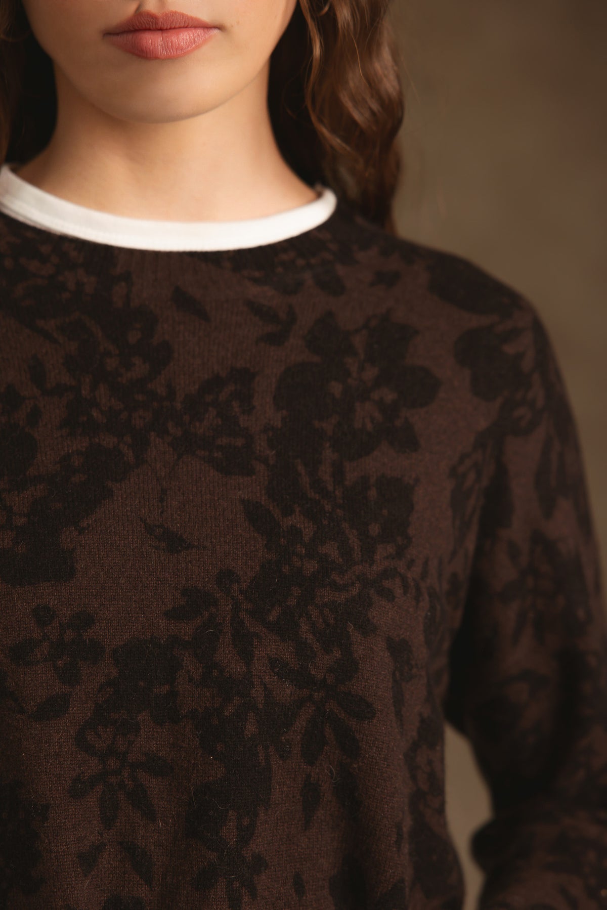 Tinsley Cashmere Floral Print Crew Neck Pullover