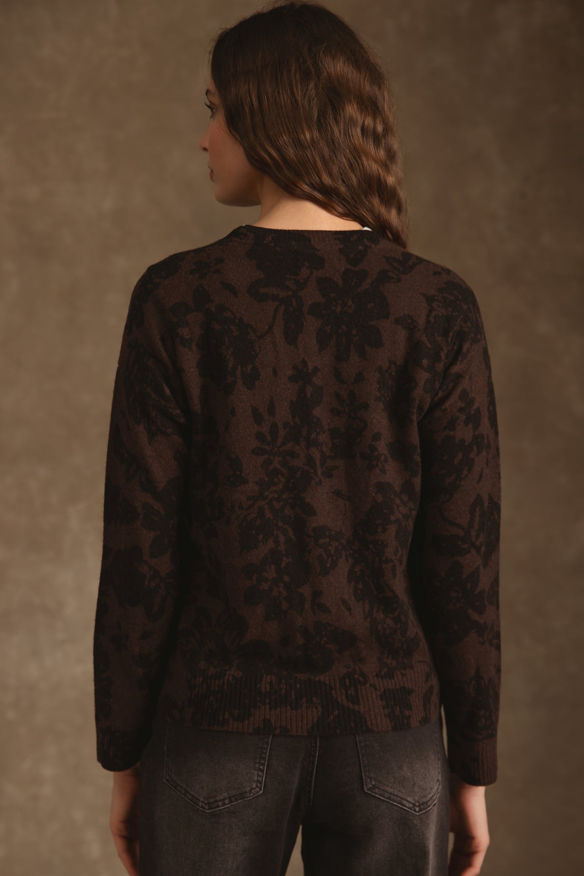Tinsley Cashmere Floral Print Crew Neck Pullover