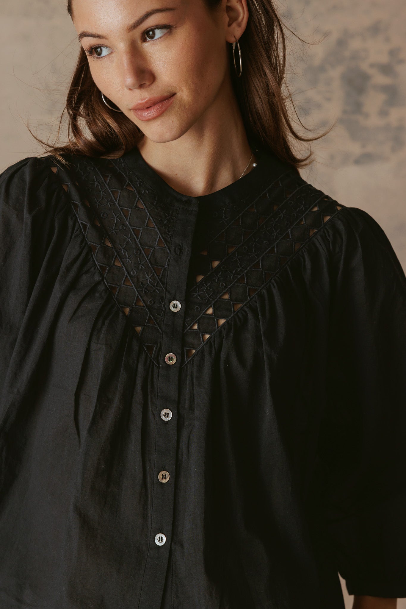 Alivia 3/4 Sleeve Embroidered Blouse