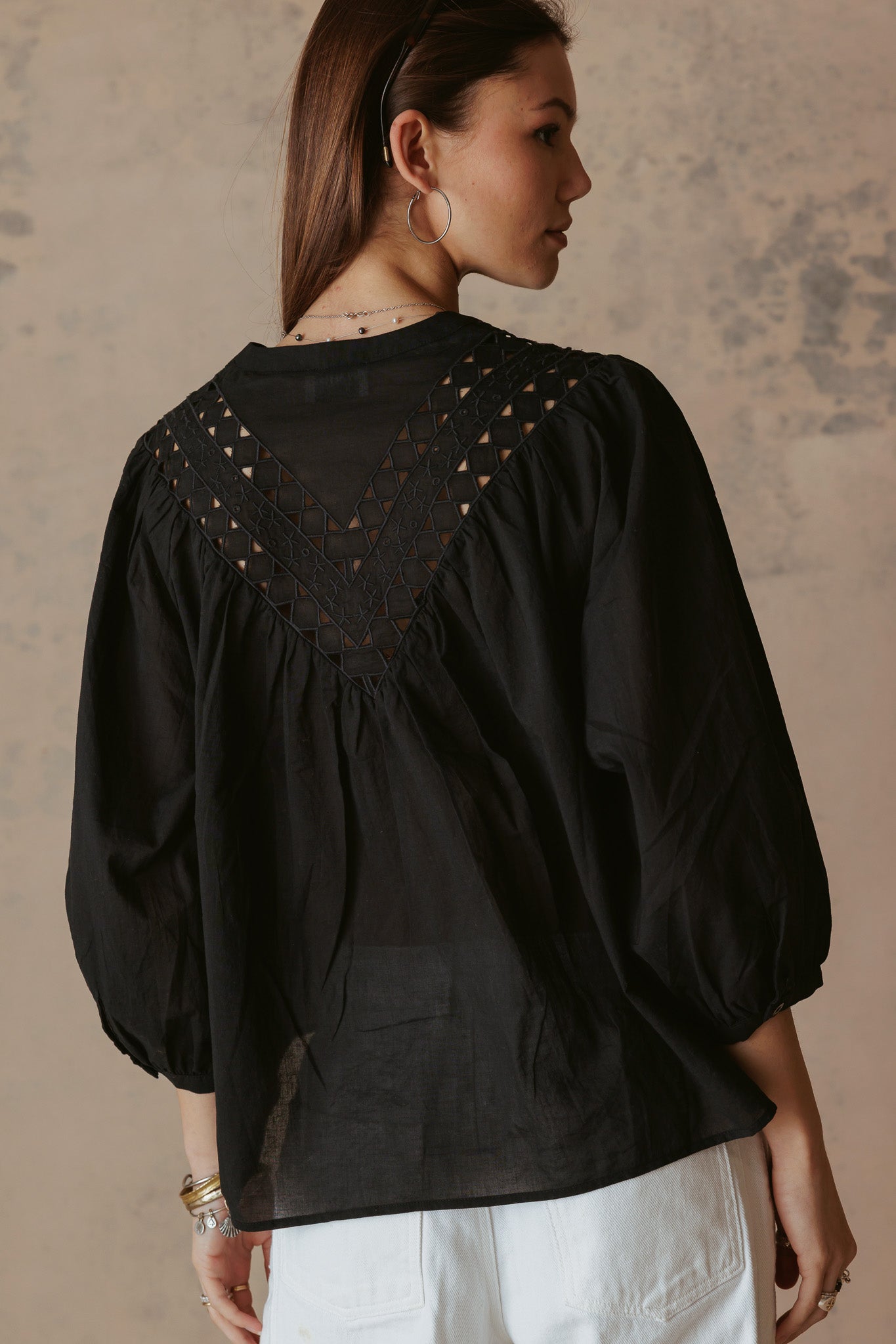 Alivia 3/4 Sleeve Embroidered Blouse