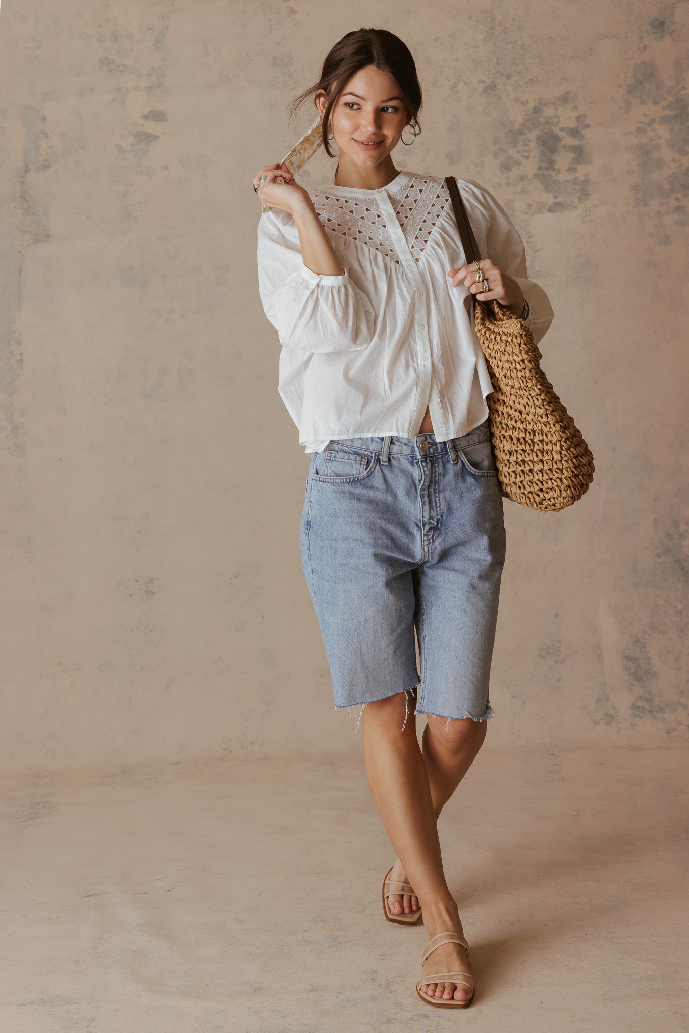 Alivia 3/4 Sleeve Embroidered Blouse