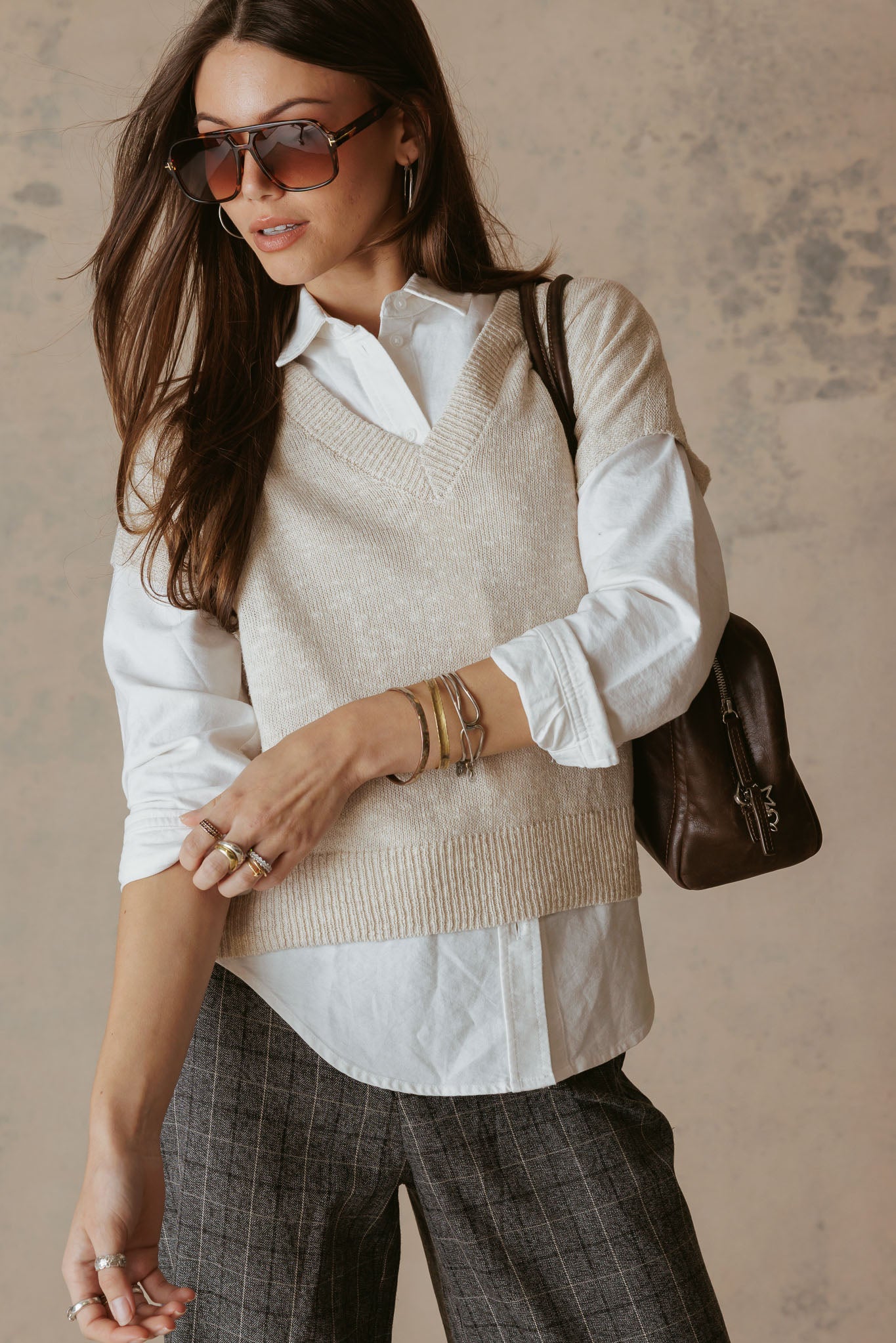 Baria Slub Linen Silk Blend V Neck Top