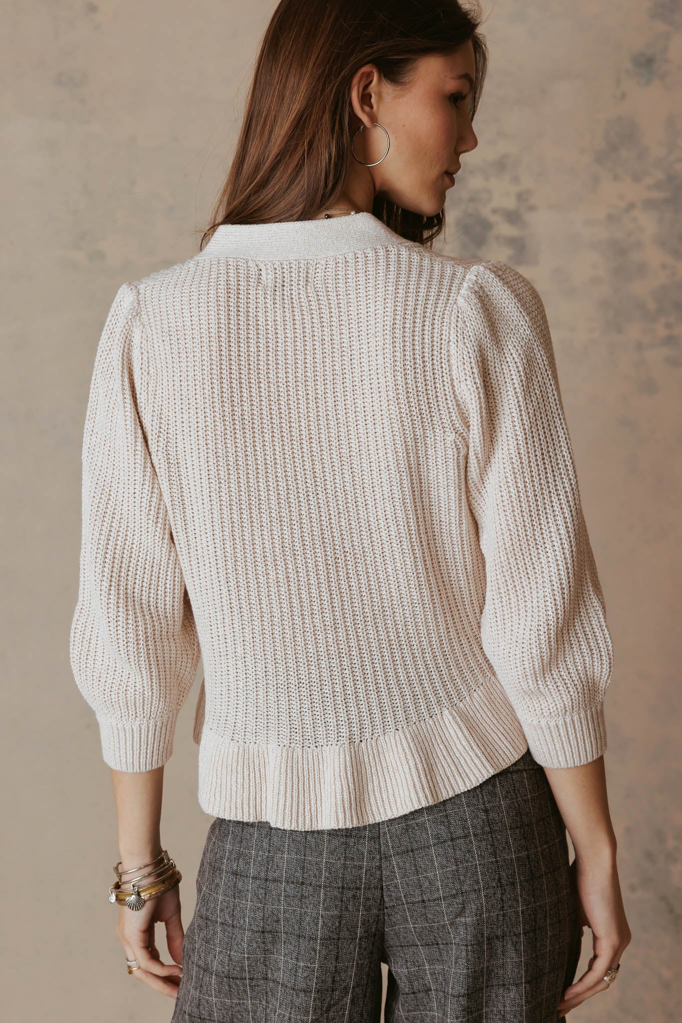 Hally Ruffle Hem V Neck Cardigan