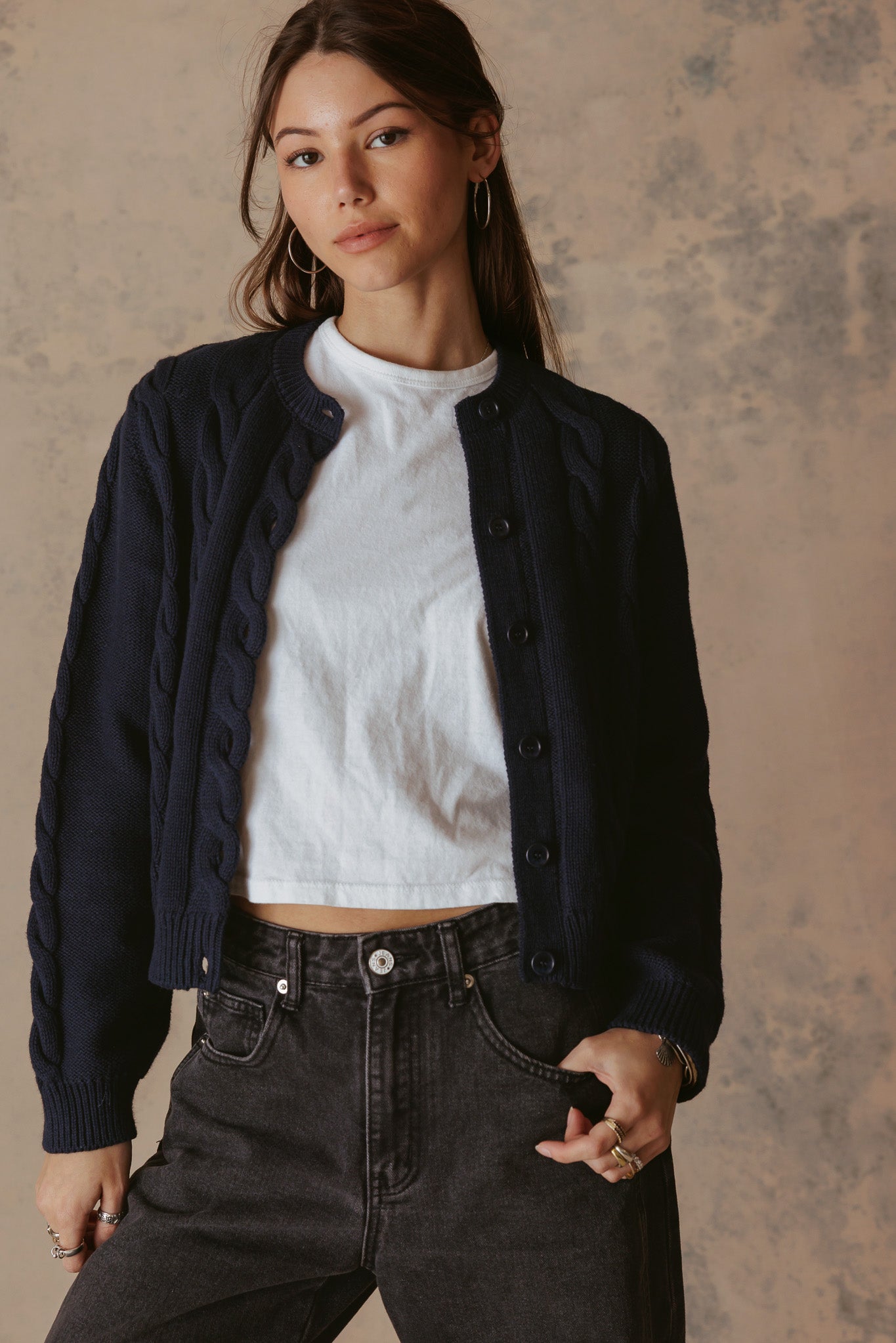 Juniper Women's Cotton Cable Cardigan