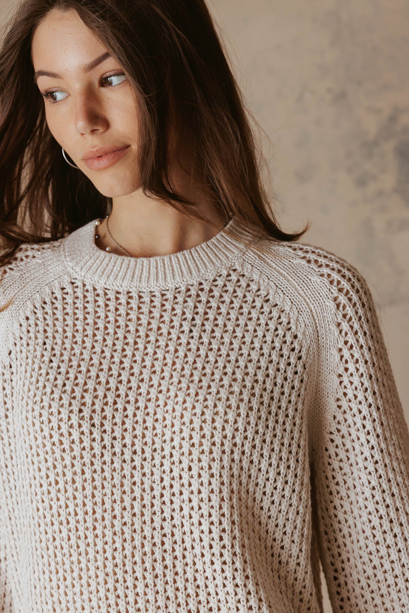 Lanette Linen Blend Open Stitch Crew