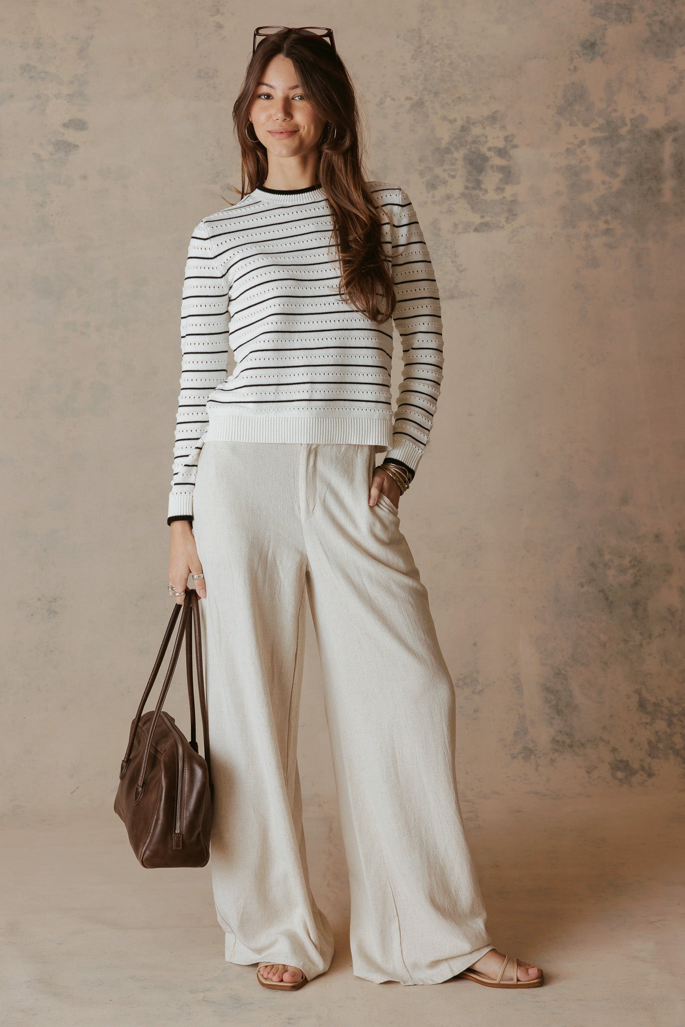 Leah Cotton Striped Crew