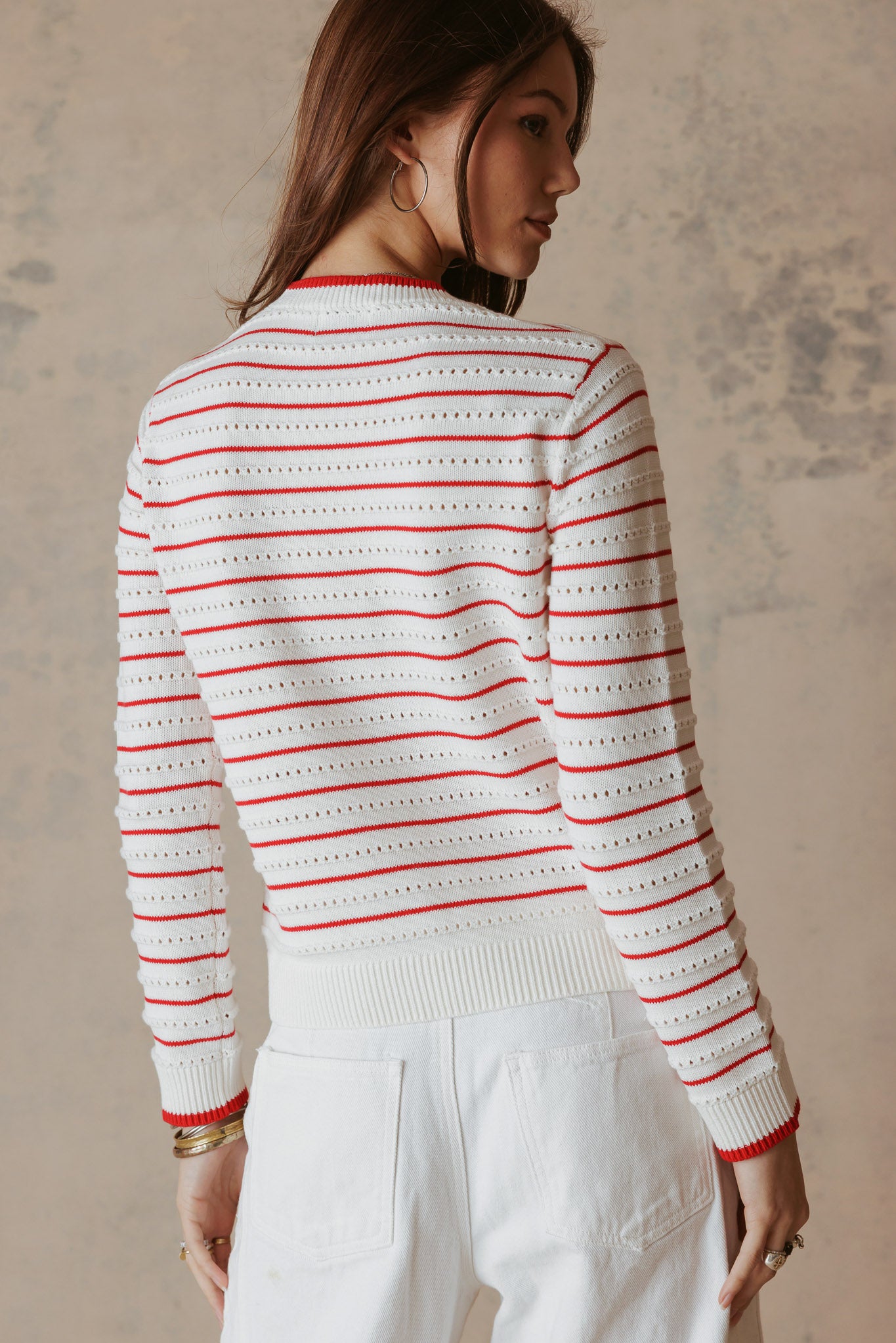 Leah Cotton Striped Crew